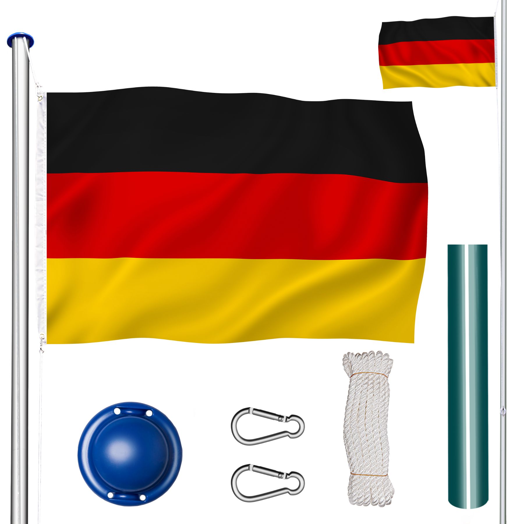 Mât de drapeau en aluminium à hauteur réglable - Allemagne | tectake