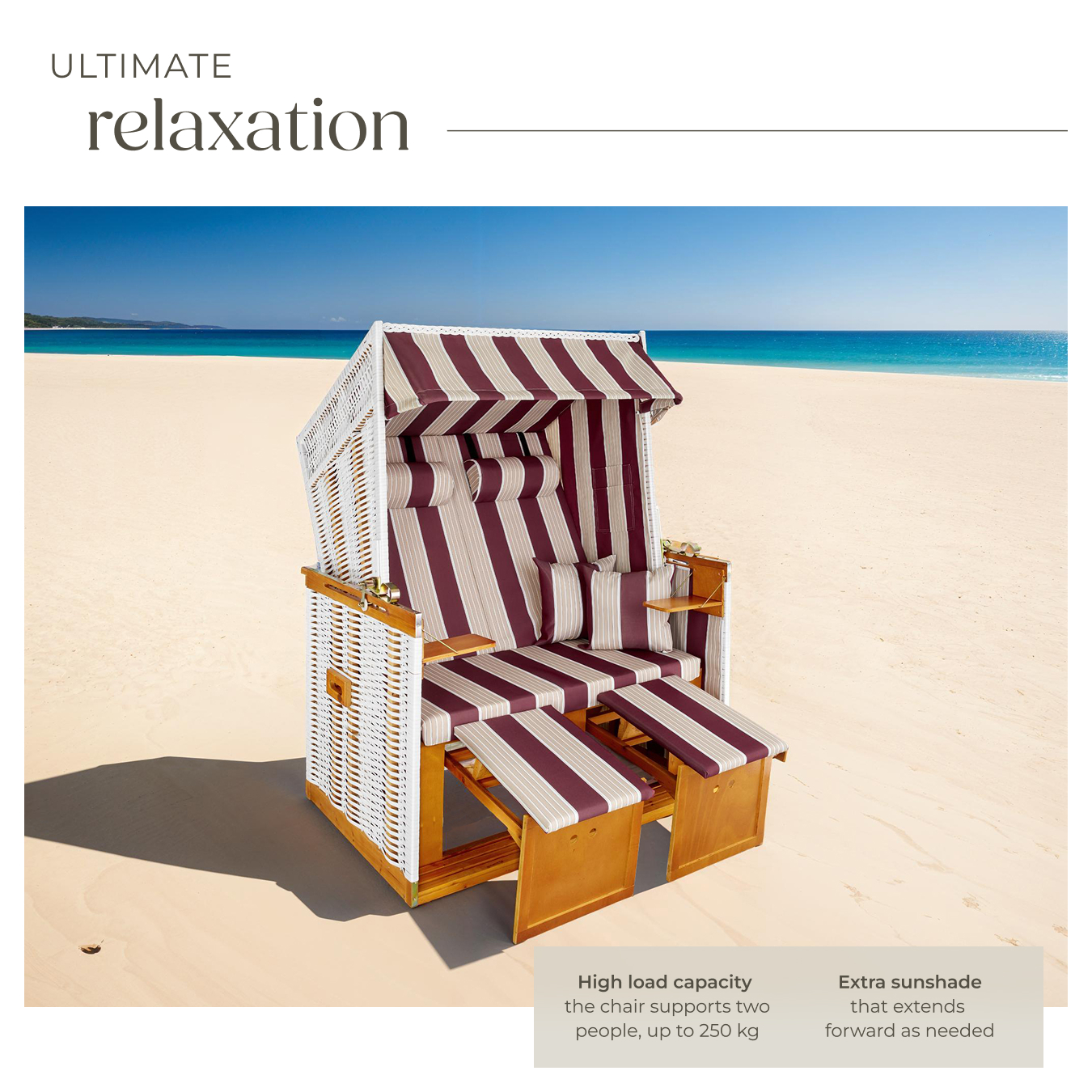 Wicker Chair Outdoor Beach Sunbed with Pillows Roofed Recline Sun Lounger - Picture 16 of 49