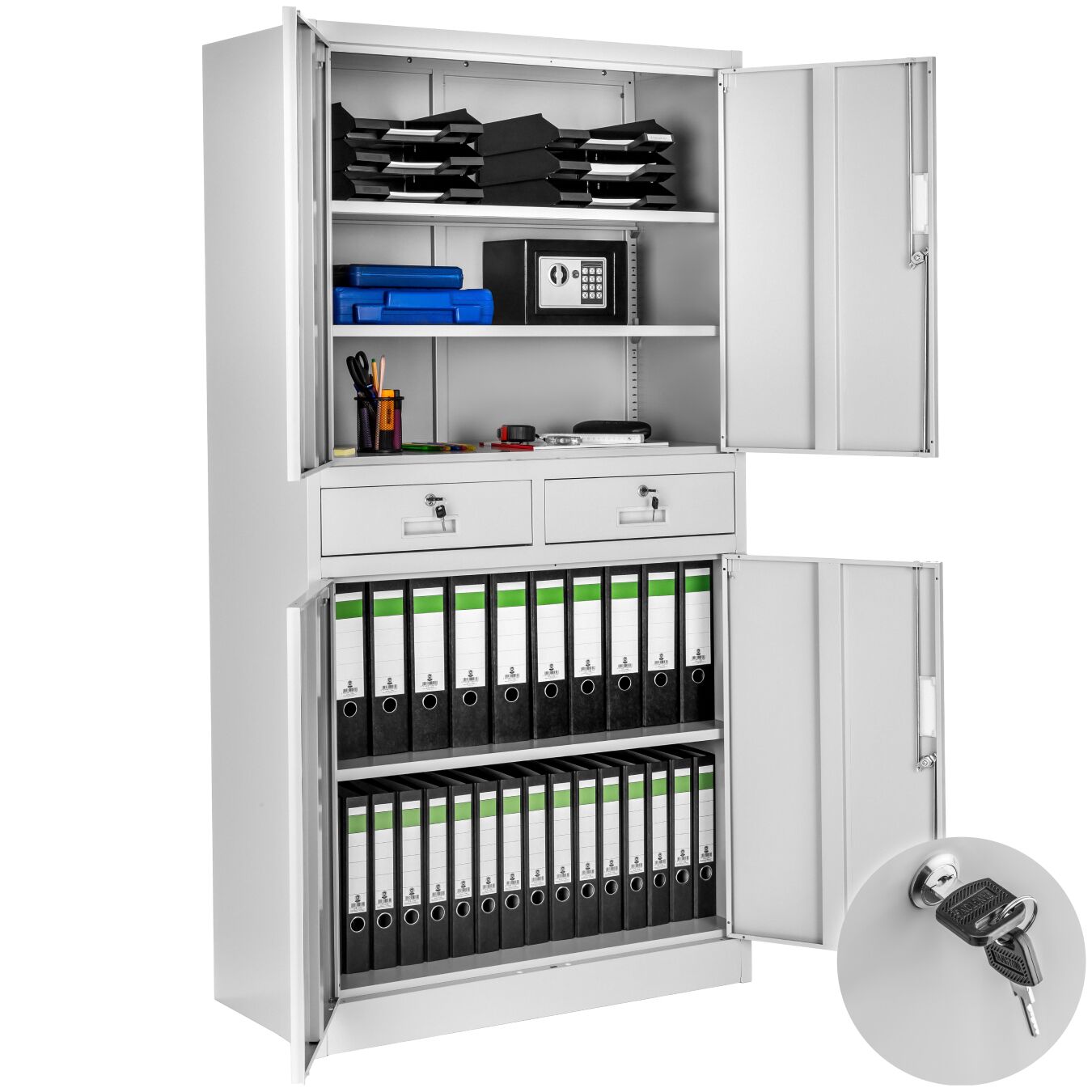 Archiefkast Cosmo met 2 lades 180x80x40cm - lichtgrijs