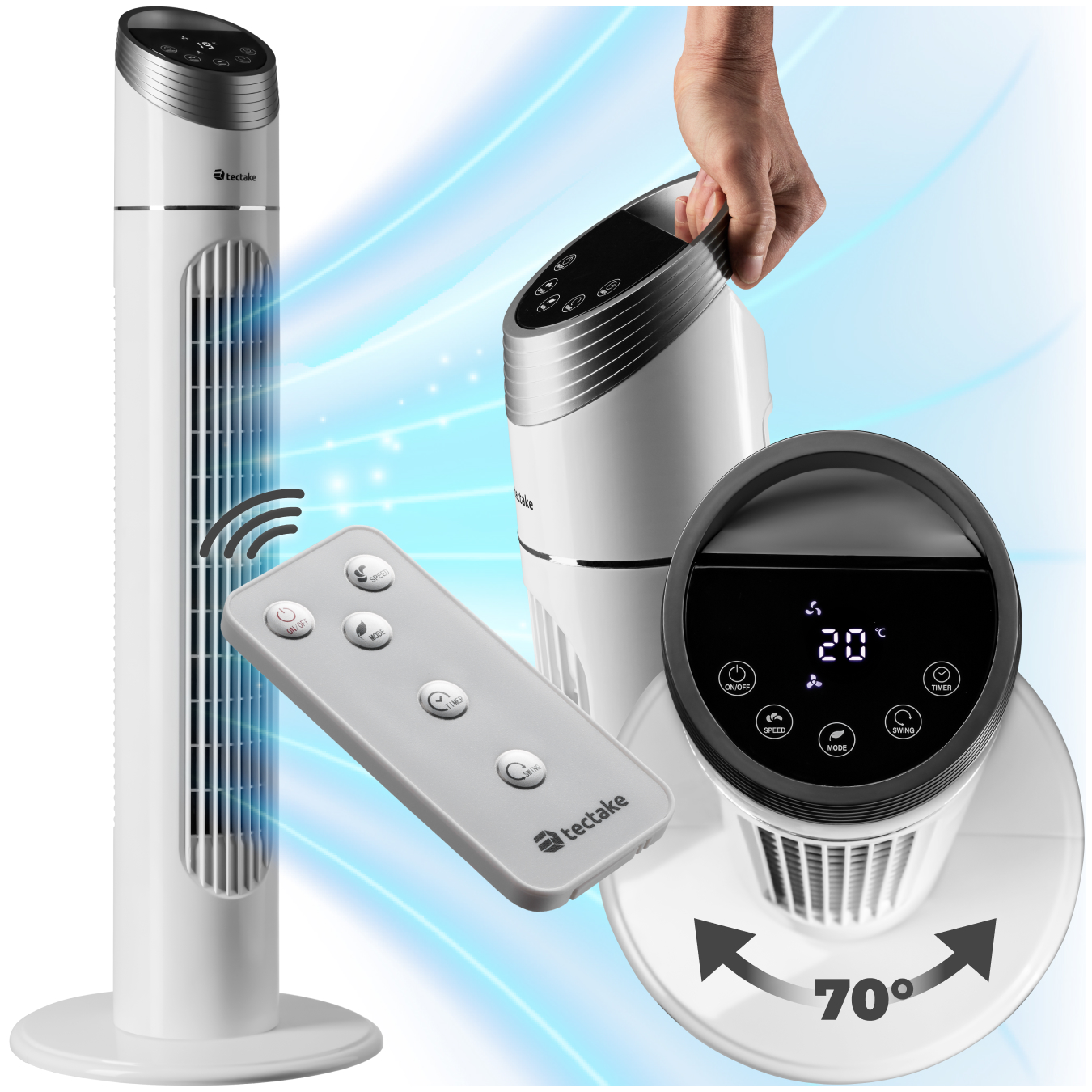 Ventilateur colonne 90 cm - blanc | tectake