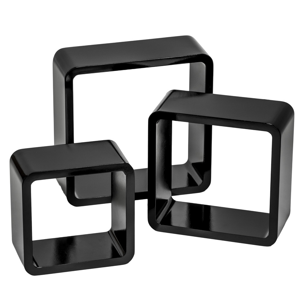 Lot de 3 étagères cube - noir | tectake