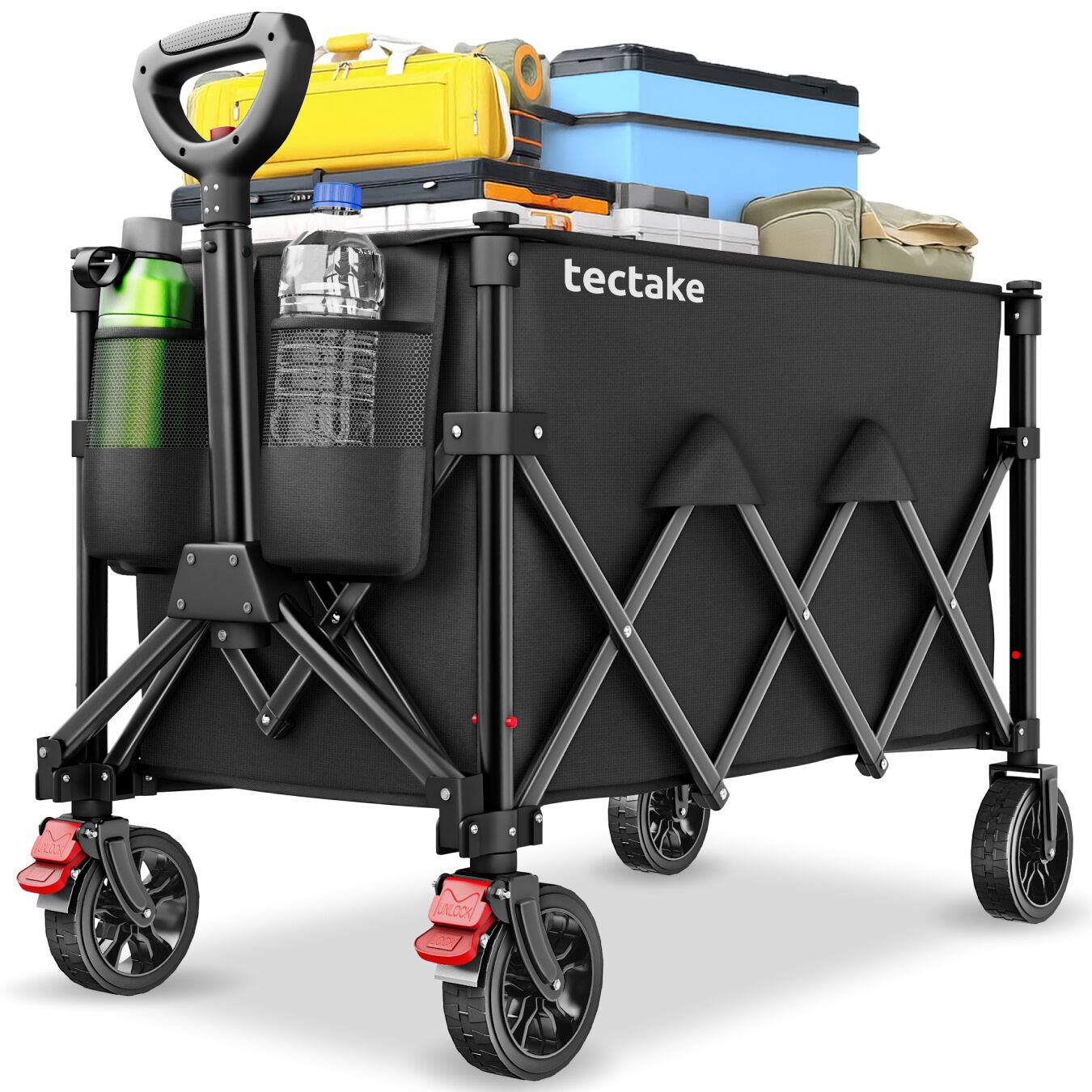 Folding Trolley RollRider with Telescopic Handle & Front Swivel Wheels - 150 L | tectake