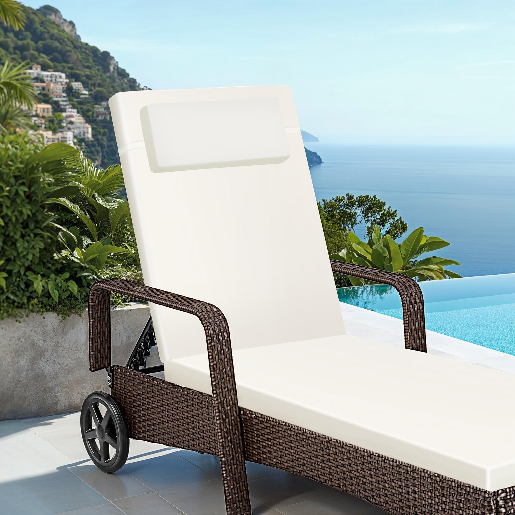 Sonnenliege klappbar Gartenliege Polyrattan Liegestuhl Strandliege robust 200 cm - Bild 96 von 145