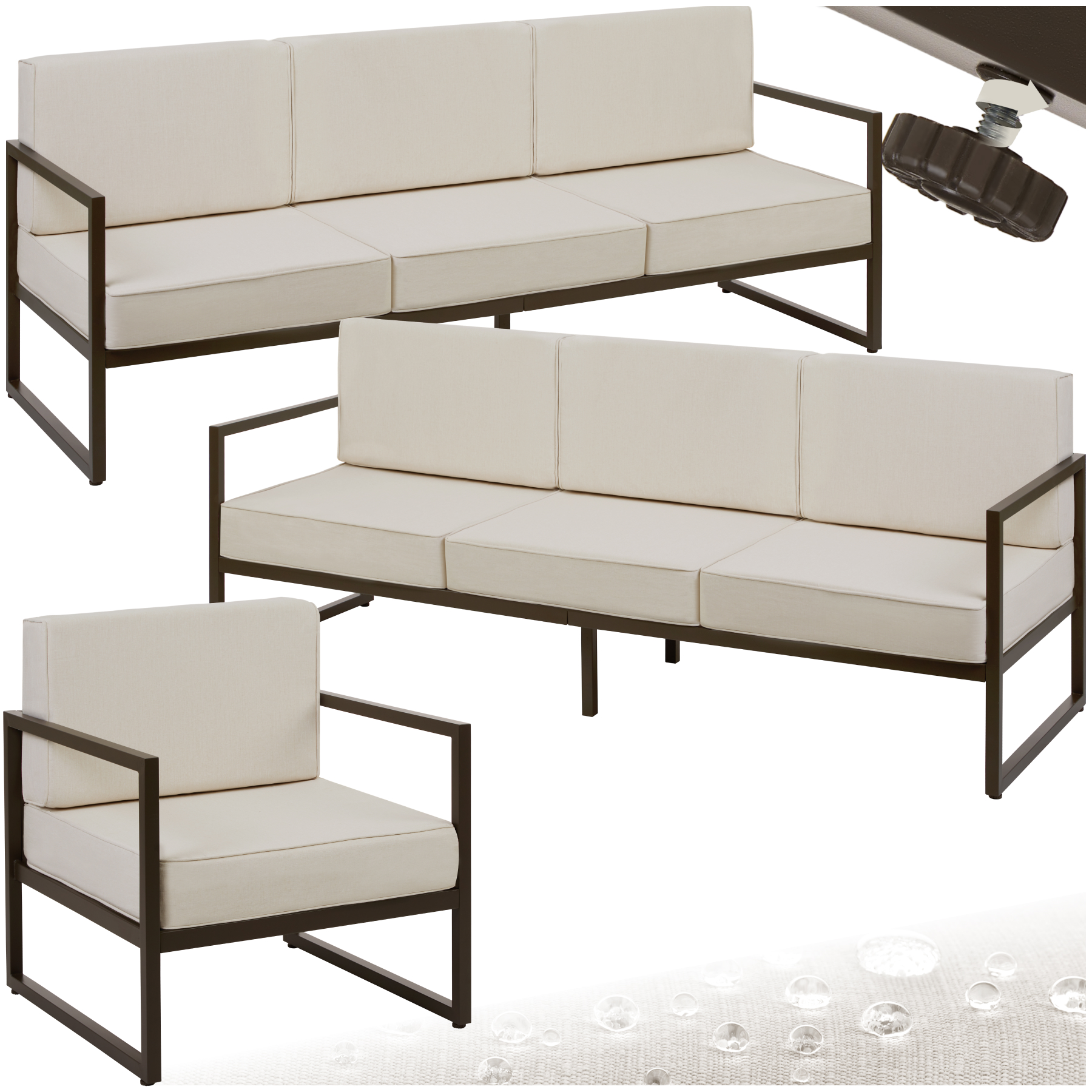Garten-Loungeset Comosa für 7 Personen, XXL-Polsterung - braun/beige von tectake