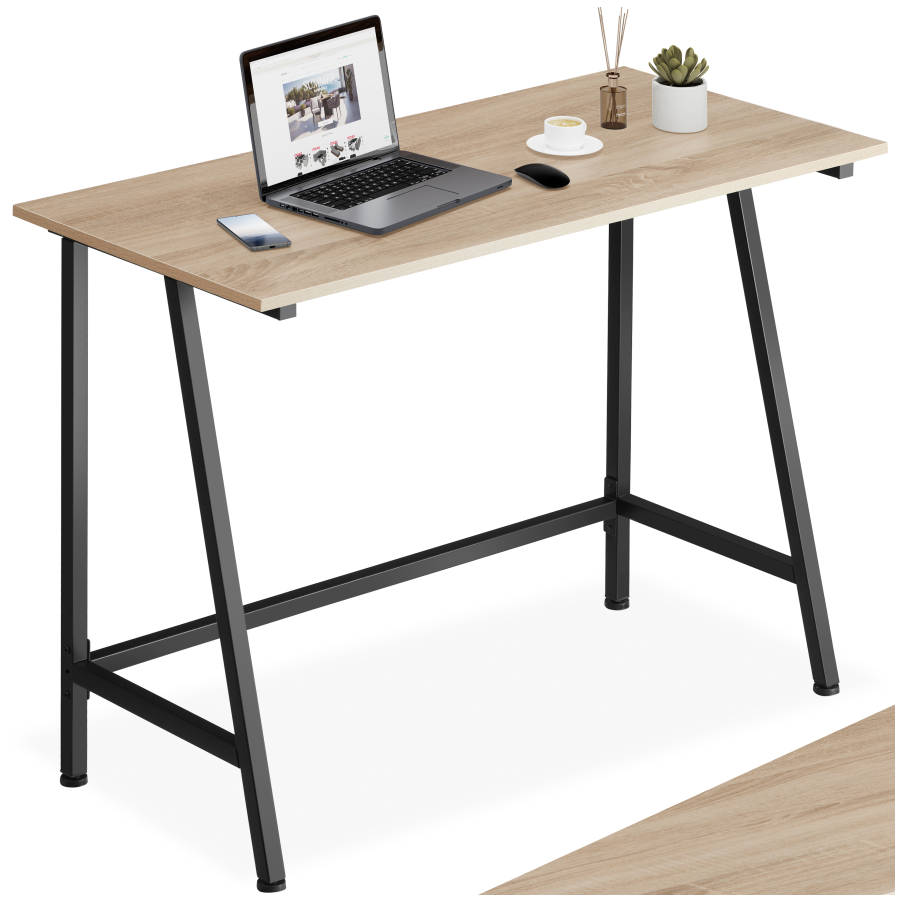 Bureau Newton 100x50x77cm - Industrieel licht hout, eiken Sonoma