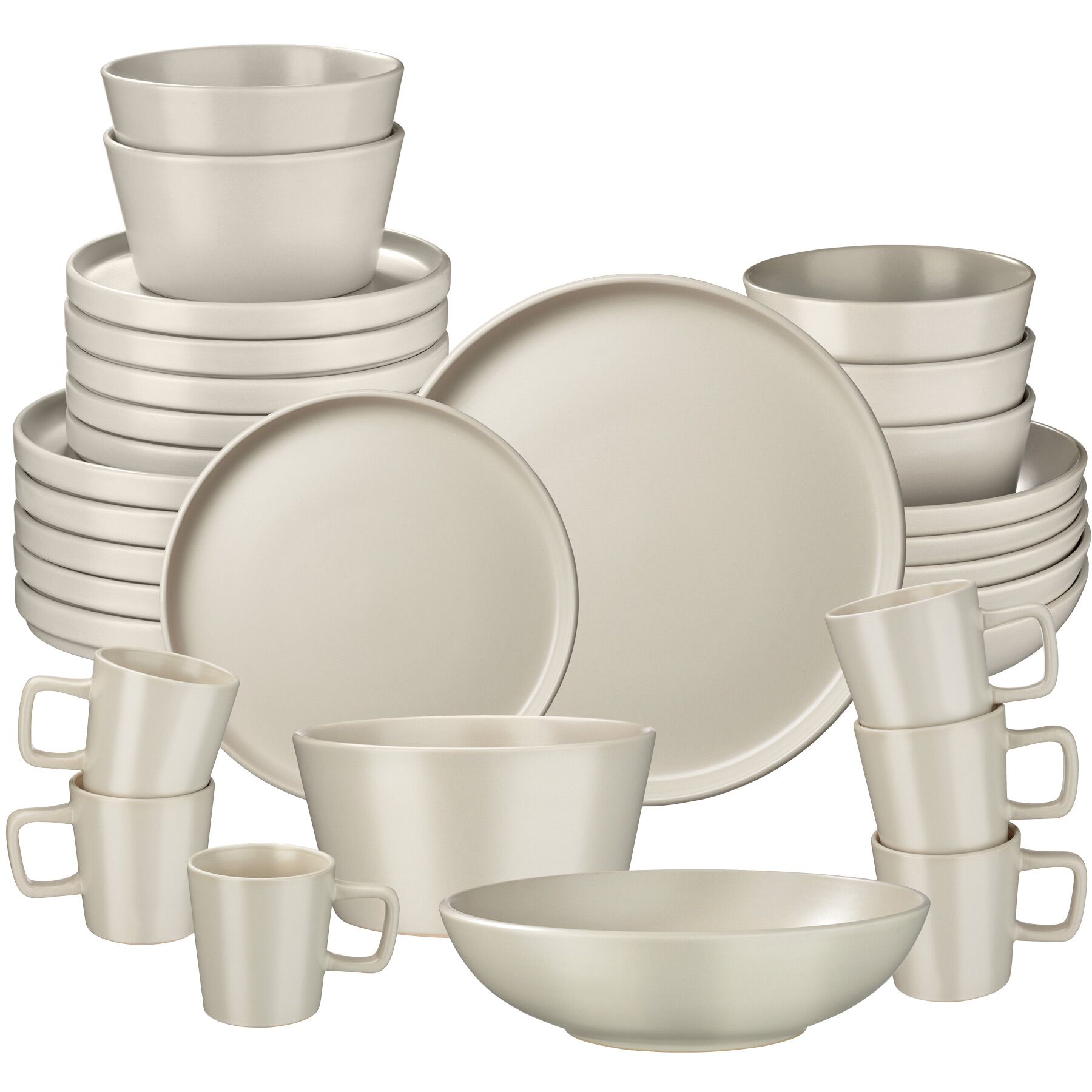 Serviesset Una, van aardewerk, voor 6 personen - 30 delig, taupe