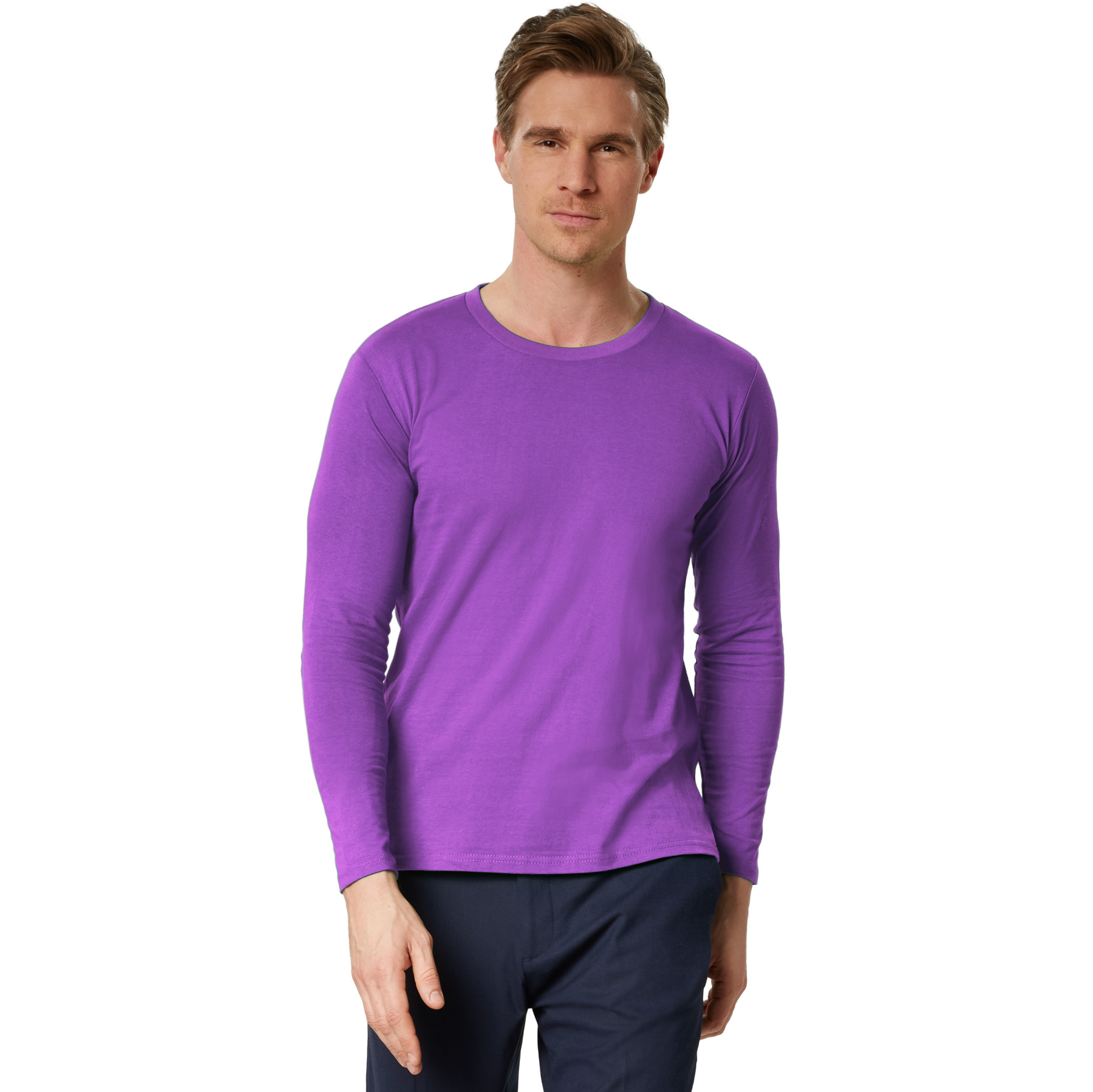 Camiseta de manga larga para hombre camiseta de manga larga lisa sudadera de manga larga suéter nuevo - Imagen 59 de 120