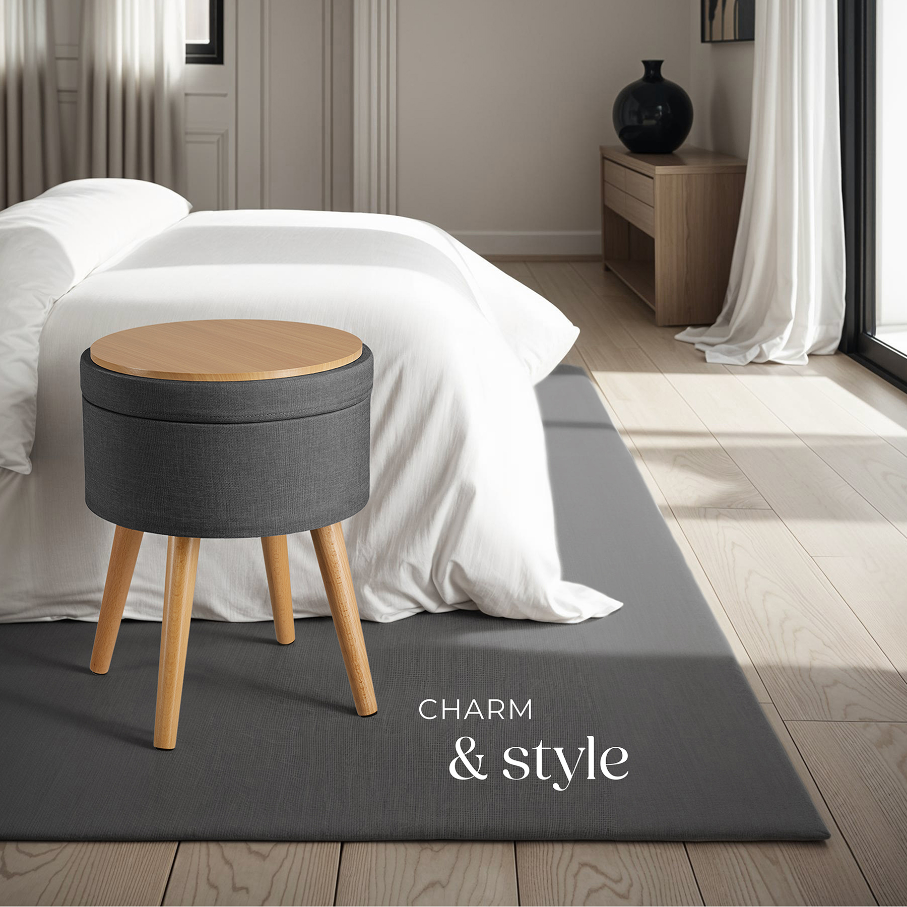 Stool Storage Bench Padded Footstool Dressing Table Chair Home Step Furniture - Picture 9 of 37