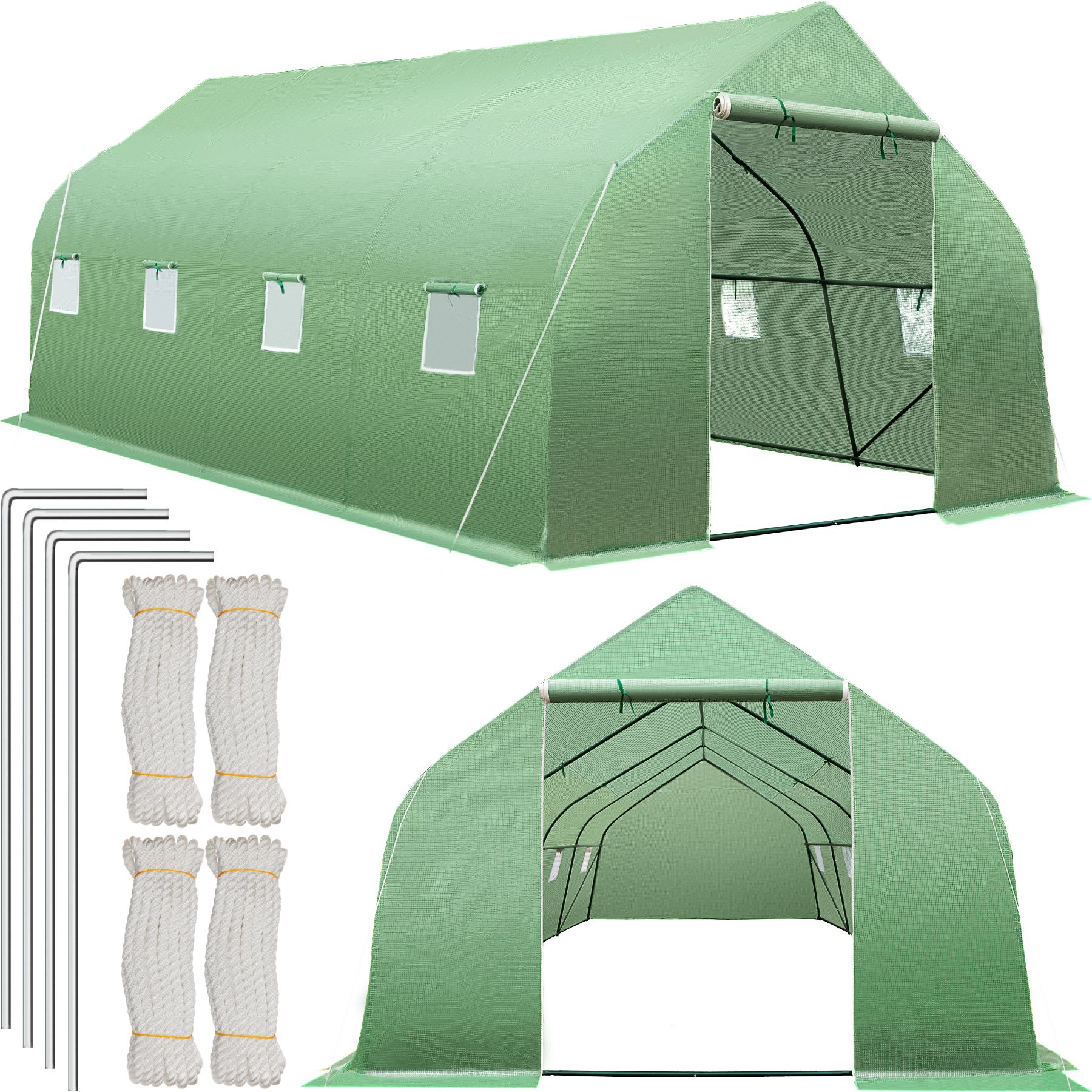 Serra di plastica tendone con 8 finestre 600 x 300 x 205 cm - verde