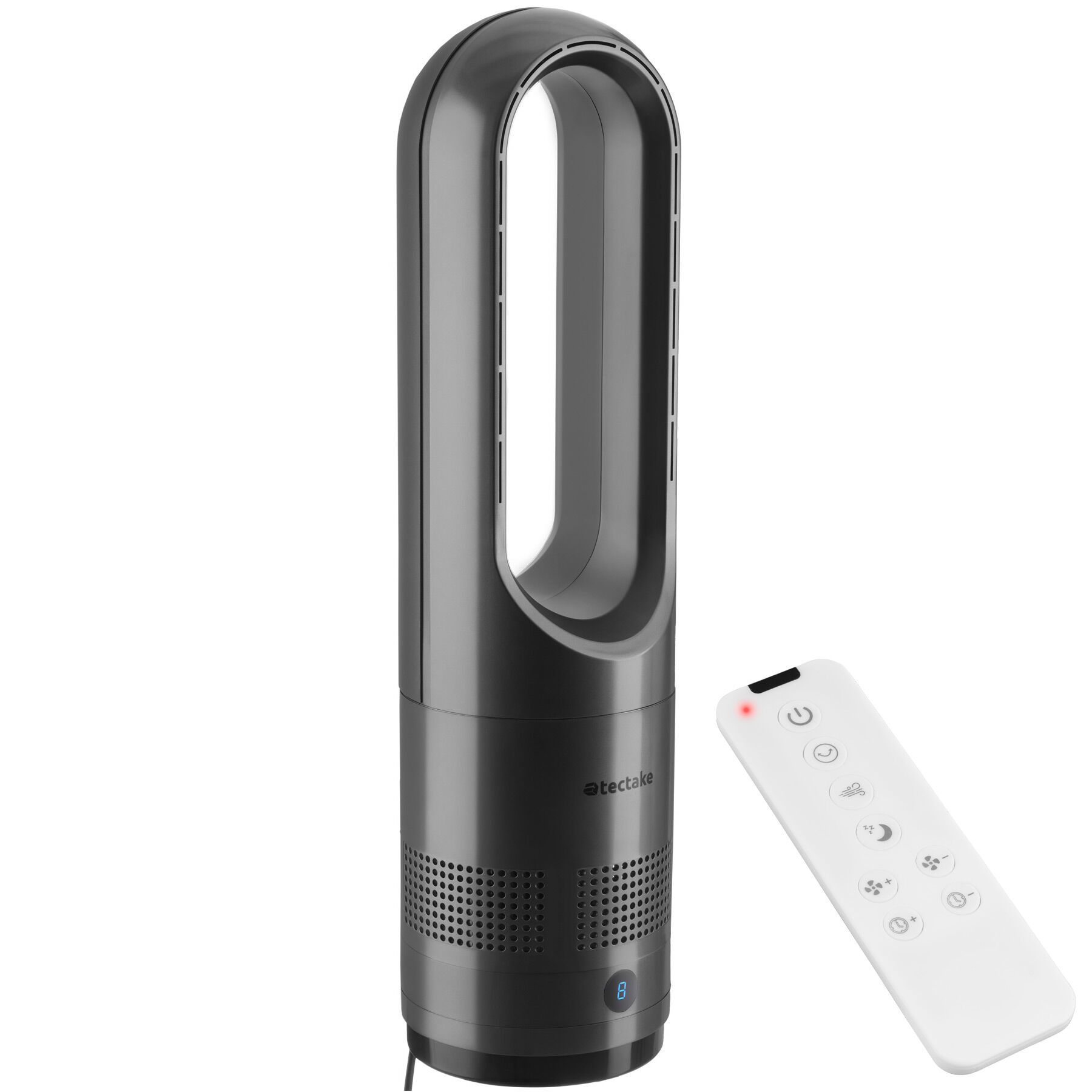 Tårnventilator Polar med 80° drejefunktion, inkl. timer - anthrazit