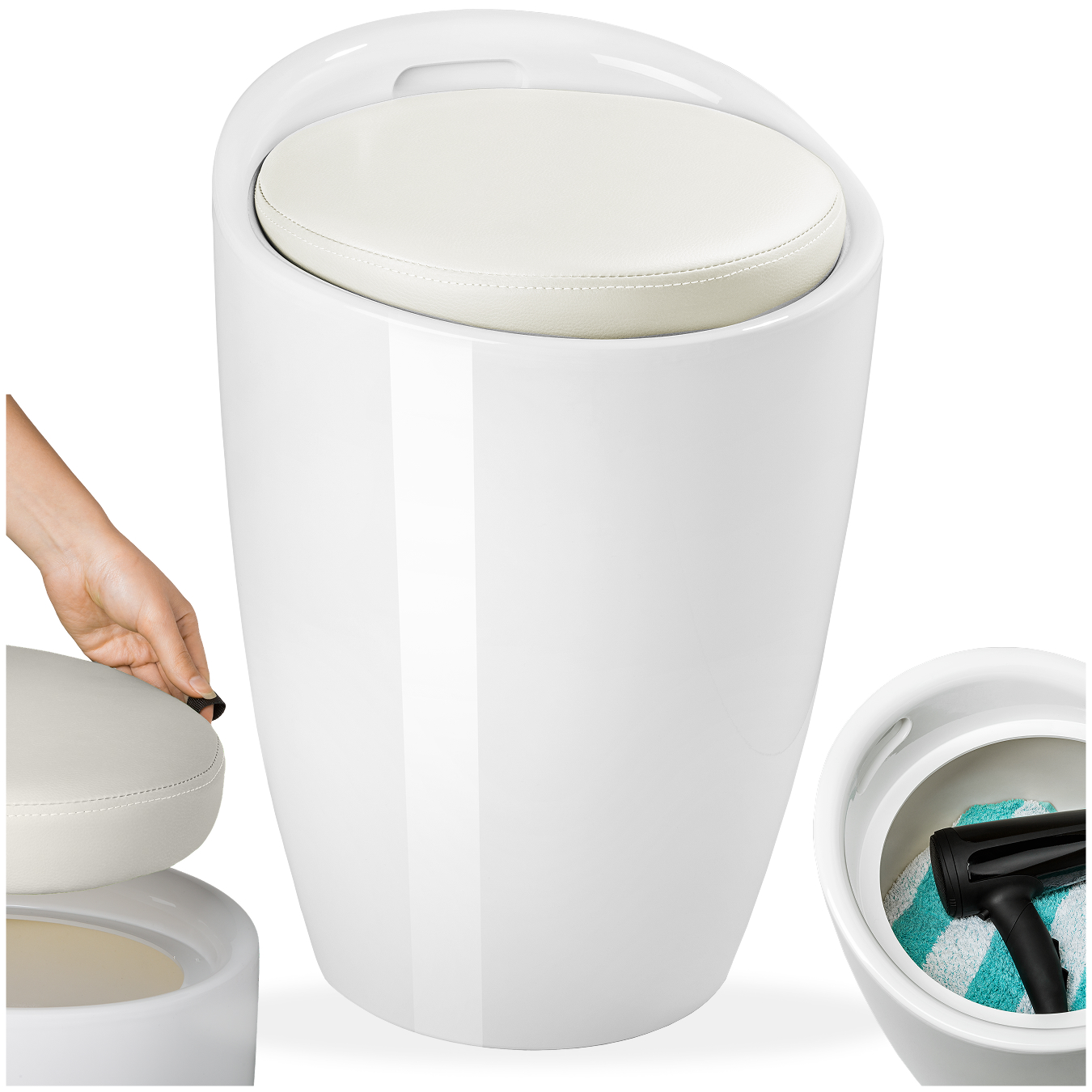 Tabouret coffre de rangement - blanc de tectake