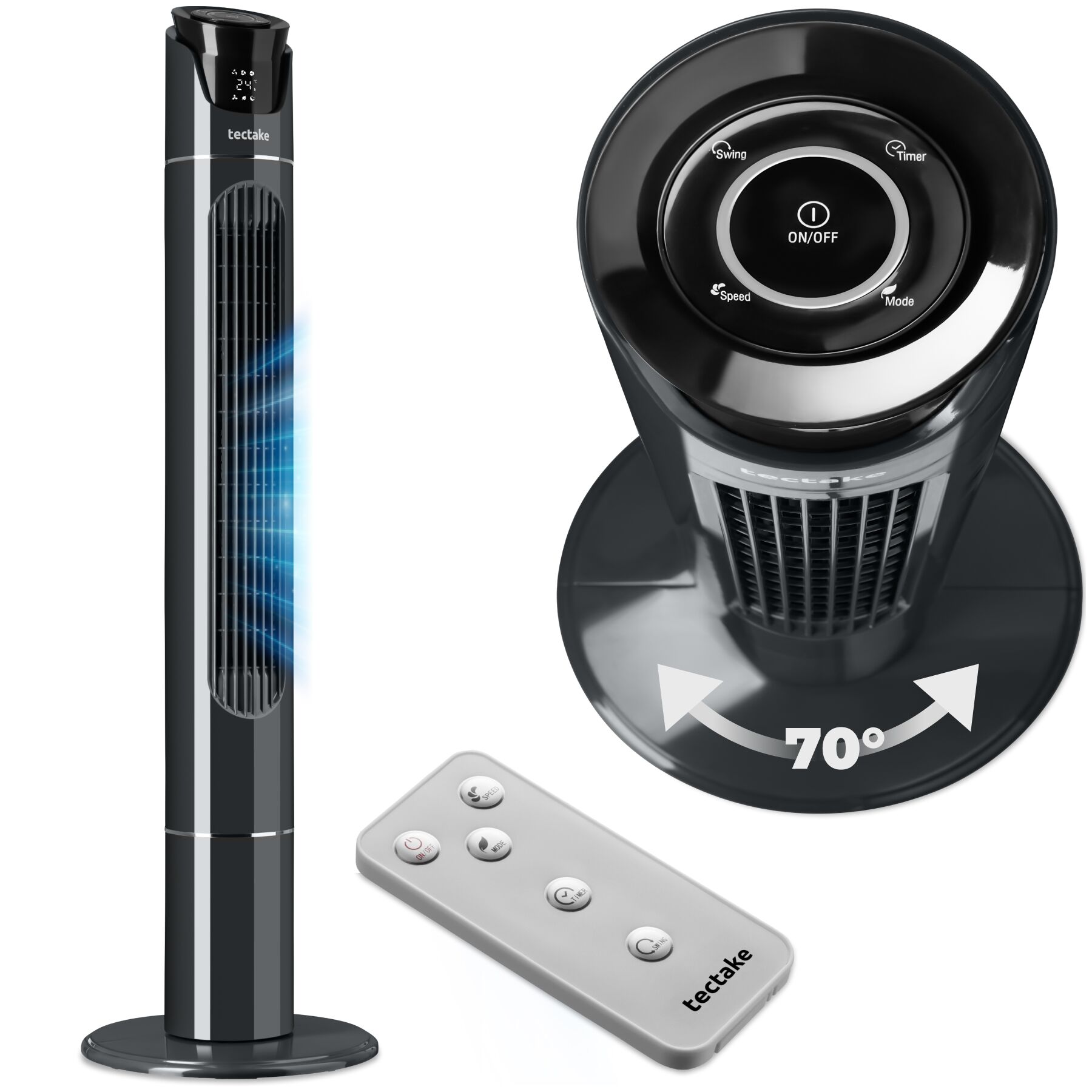 Torenventilator 110 cm - antraciet | tectake