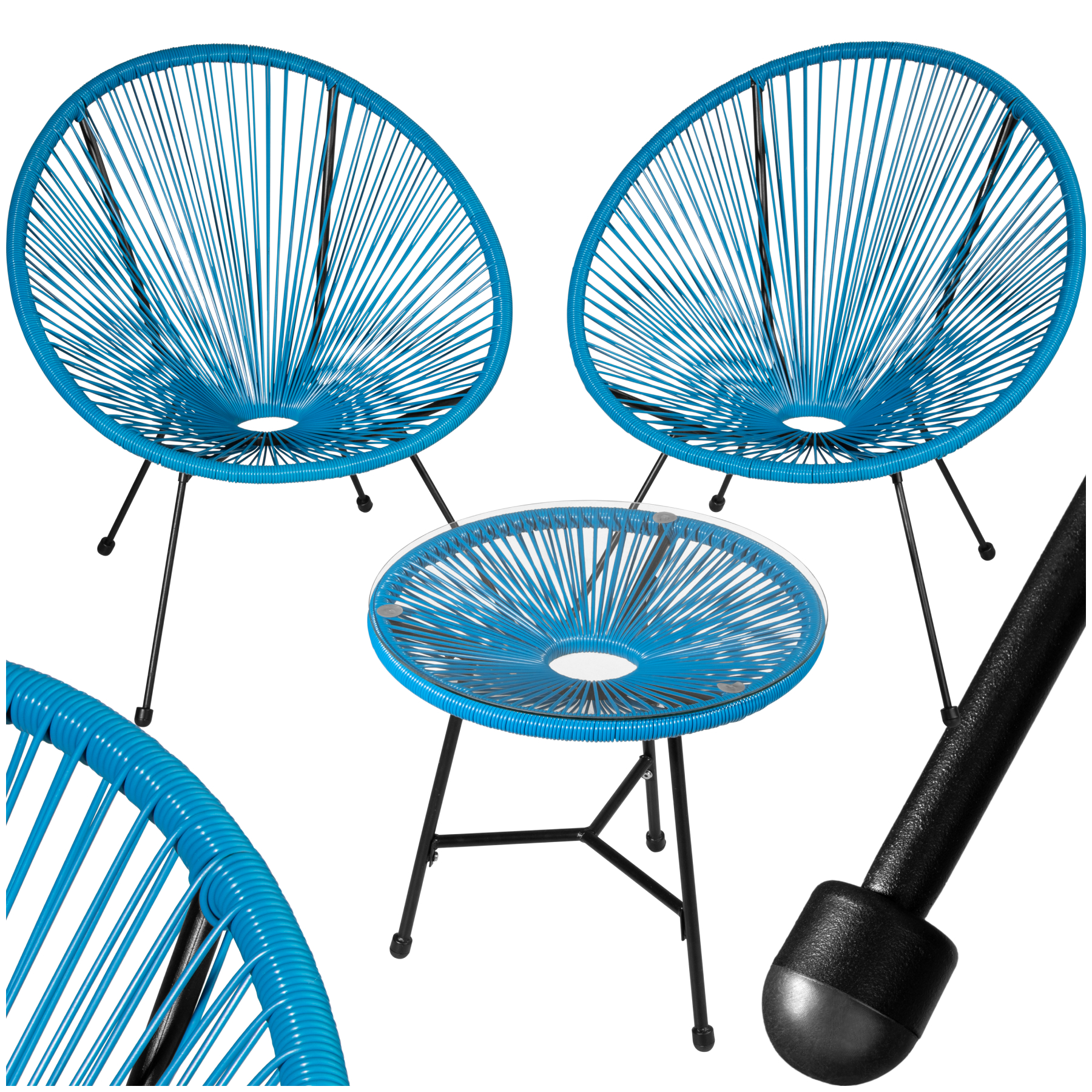 2 Gartenstühle Santana mit Tisch - blau von tectake