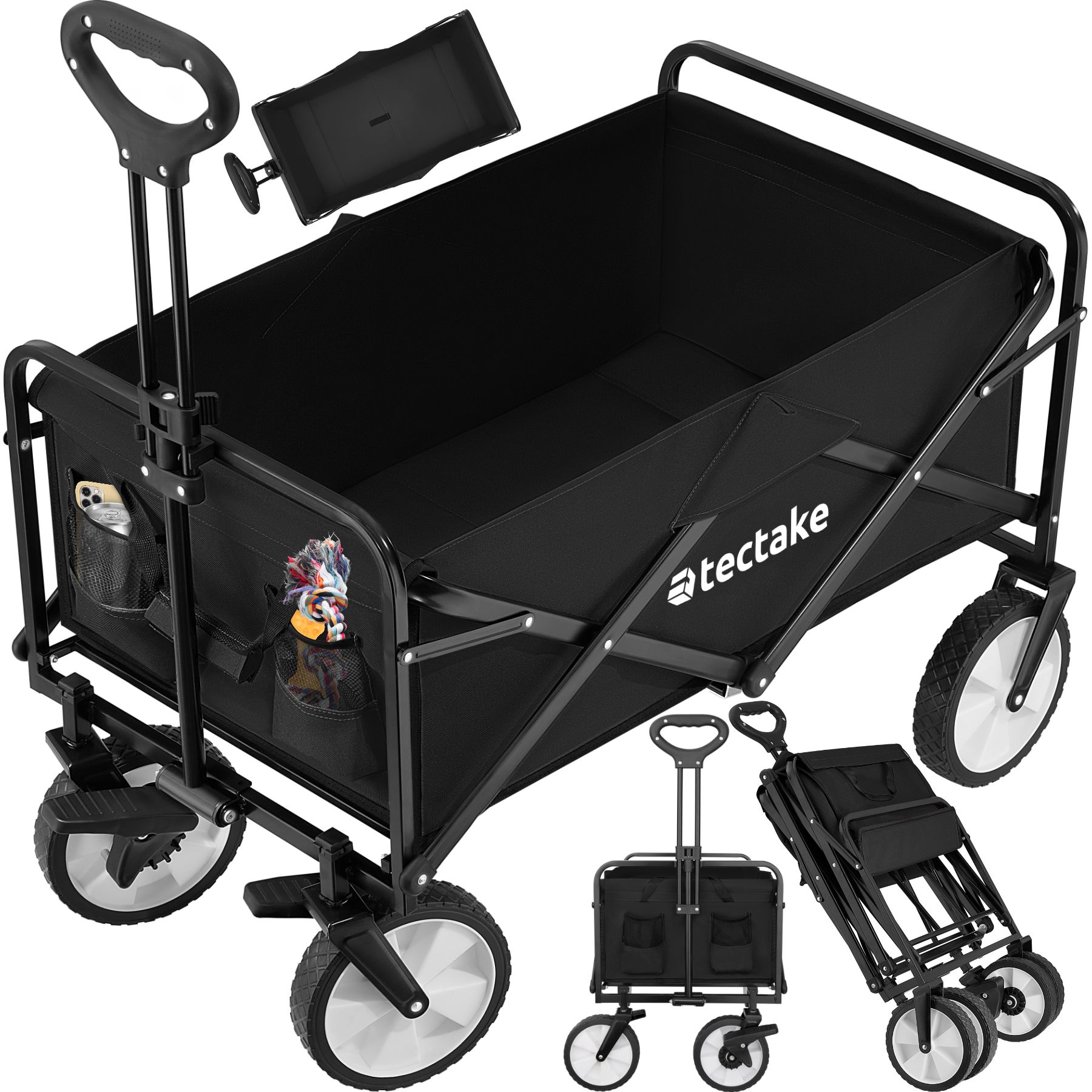 Carrito de mano plegable León con freno, capacidad de carga 80kg - negro | tectake