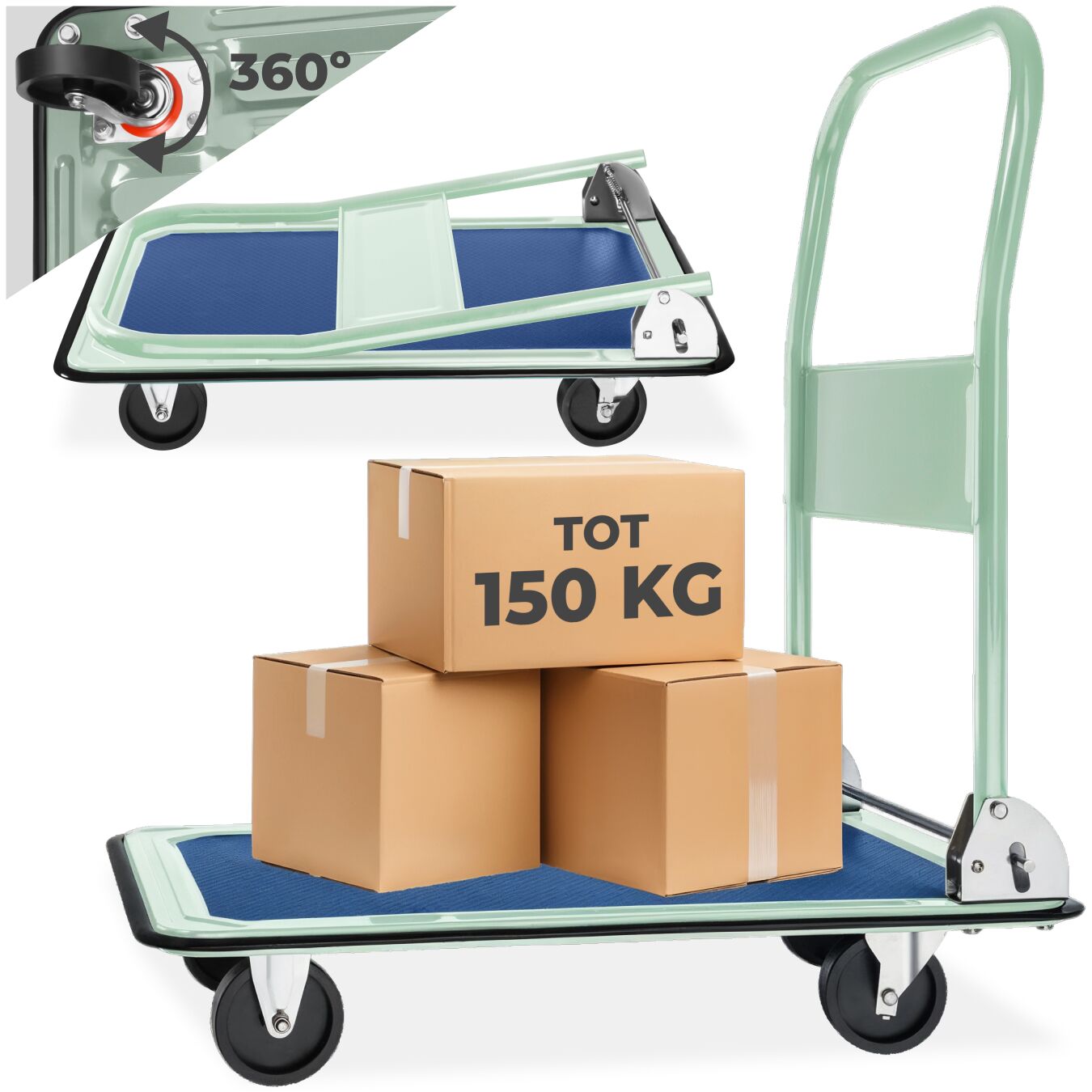 Platformwagen inklapbaar tot 150kg - wit