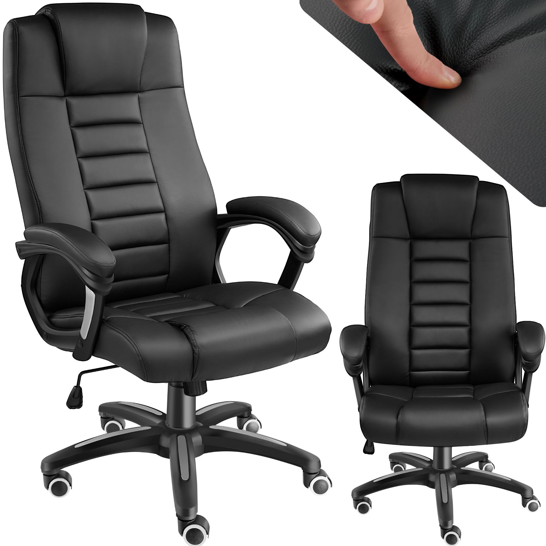 Office Chair Luxury - ergonomic, thick padding, padded armrests - black