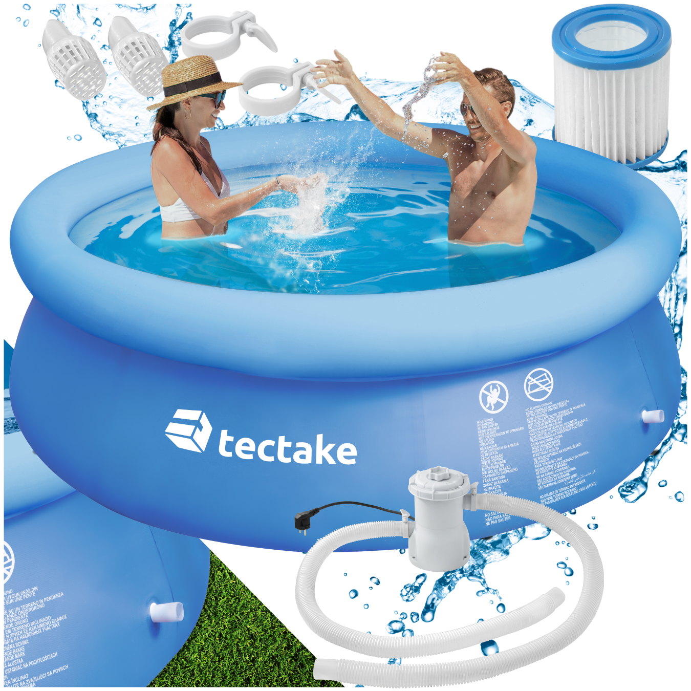 Piscina hinchable redonda SPLASH con depuradora Ø 300 x 76 cm - azul | tectake