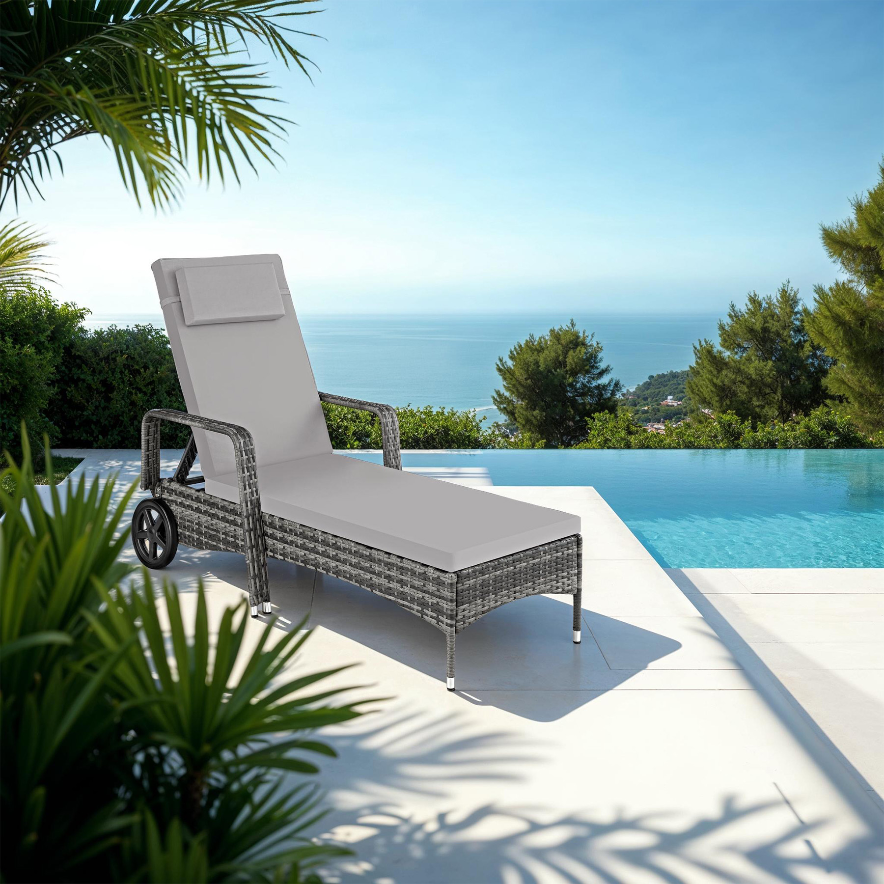 Sonnenliege klappbar Gartenliege Polyrattan Liegestuhl Strandliege robust 200 cm - Bild 119 von 145