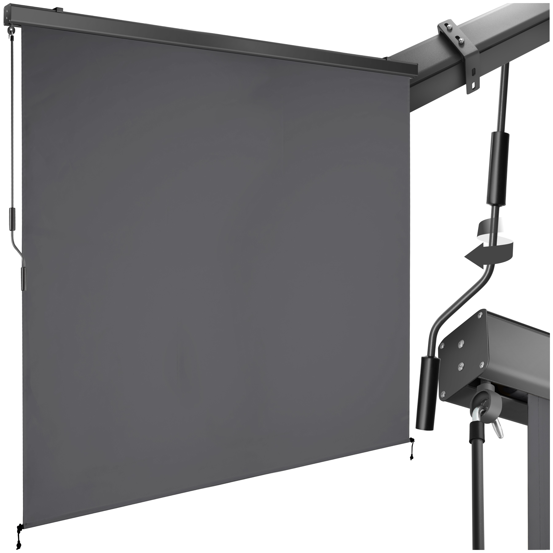 Zonnescherm Eloise met 2 wandhouders - 200 x 250 cm, donkergrijs