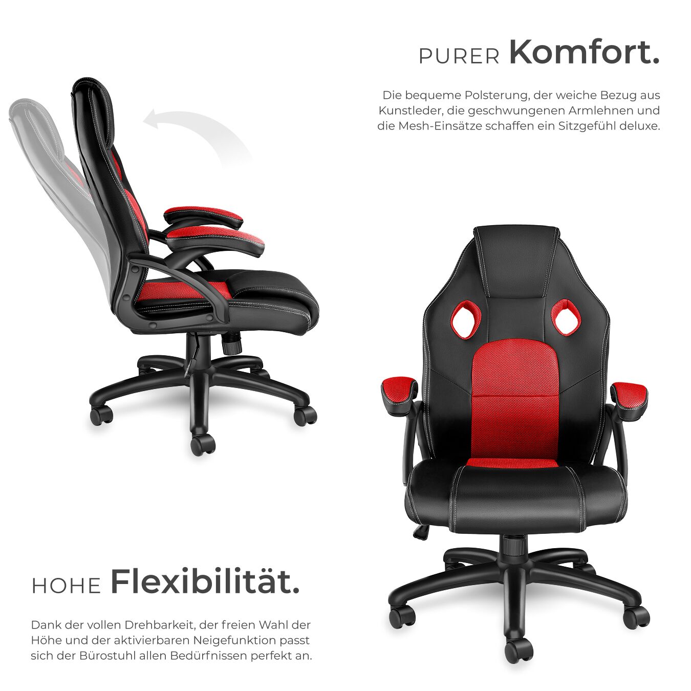 Bürostuhl Chefsessel ergonomisch Drehstuhl Schreibtisch Gamingstuhl mit Rollen - Produktbild 2