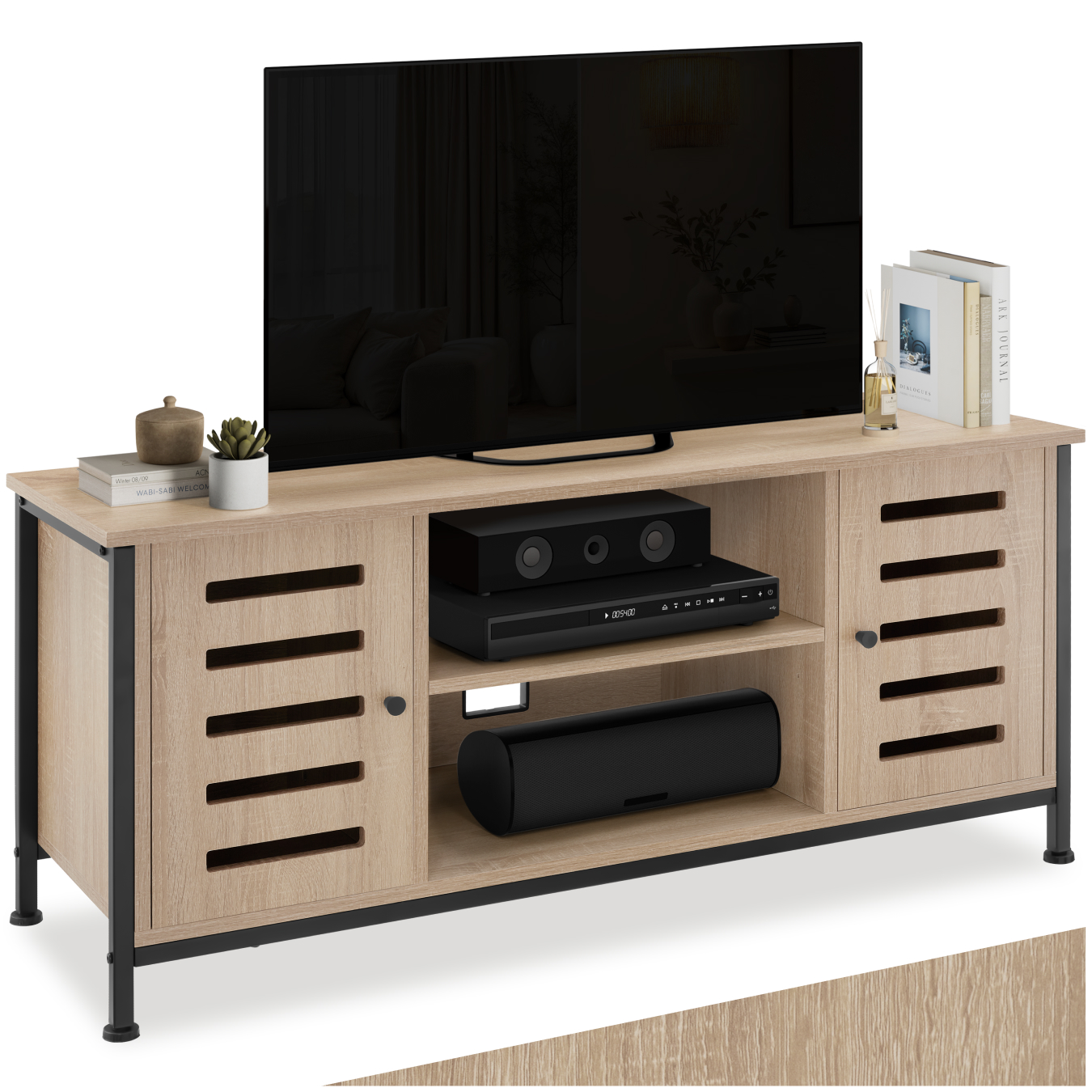 TV-meubel Carlow 110x41,5x50,5cm - Industrieel licht hout, eiken Sonoma