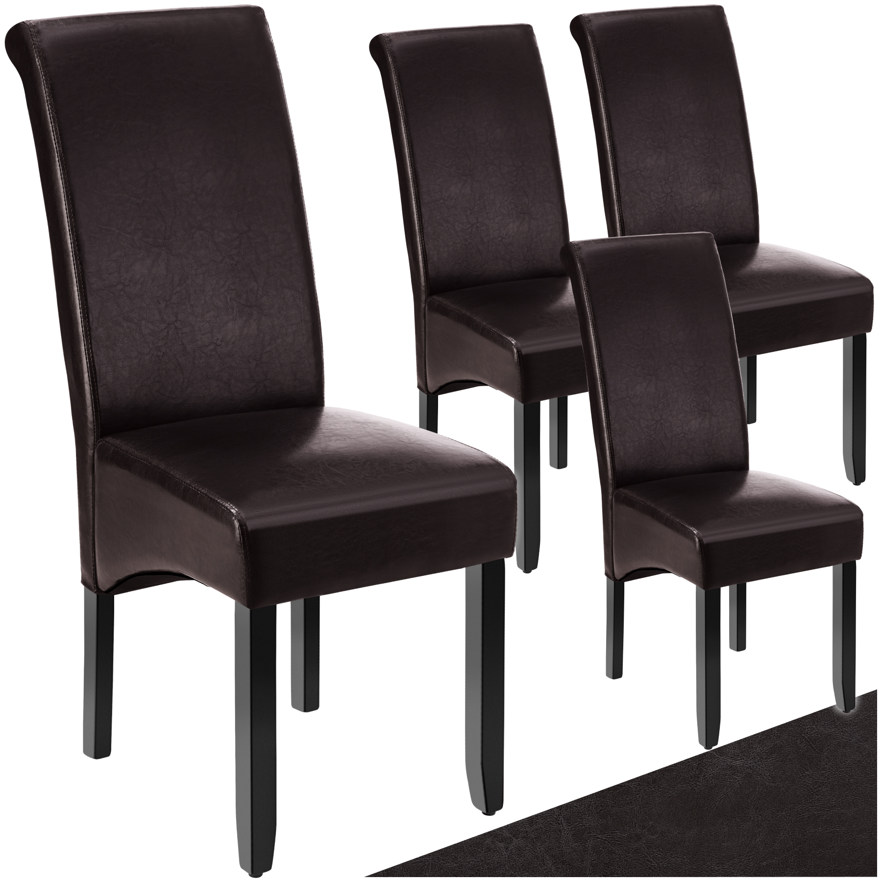 Esszimmerstuhl, ergonomisch, massives Hartholz - braun, 4er Set
