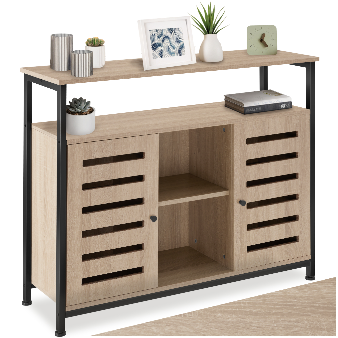Wandkast Warrington 100x37x82cm - Industrieel licht hout, eiken Sonoma