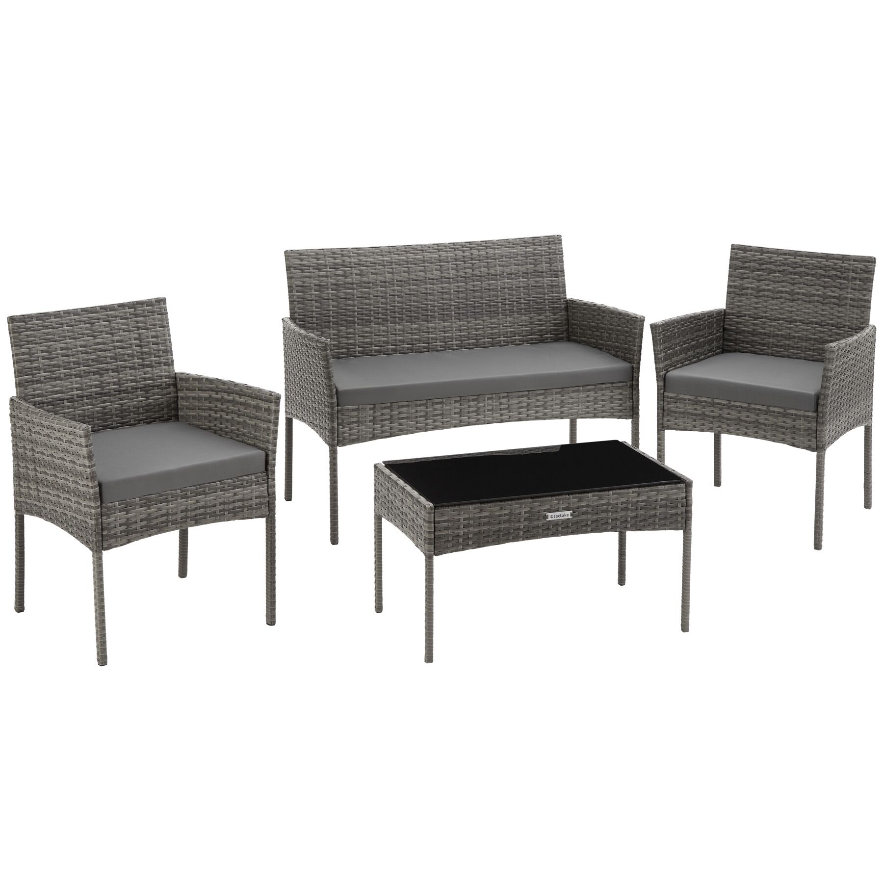 Conjunto de jardim de rattan PALESE para 4 pessoas - cinzento