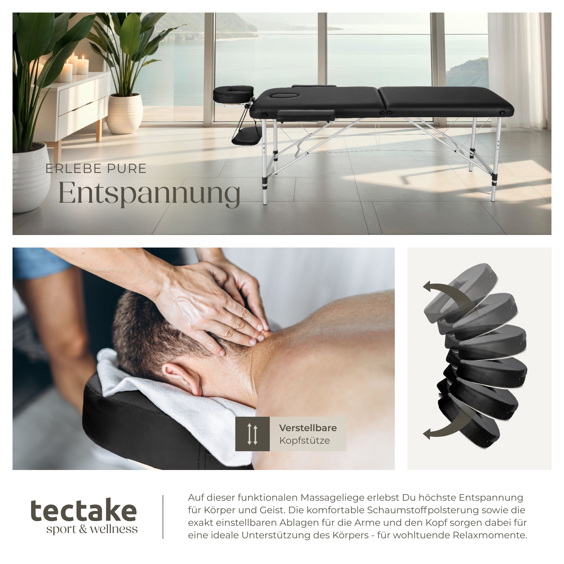 Mobile Alu Massageliege klappbar Massagetisch Massagebank Liege 2 Zonen Tasche