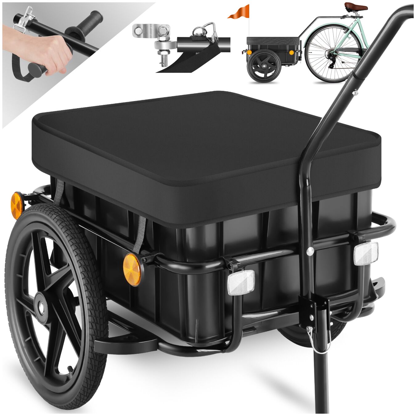 Remolque de bicicleta CARGOXPRESS multifuncional, hasta 50kg - negro | tectake