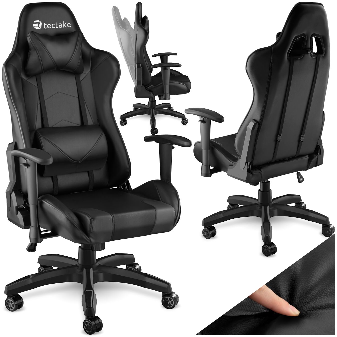 Chaise gamer TWINK - noir | tectake