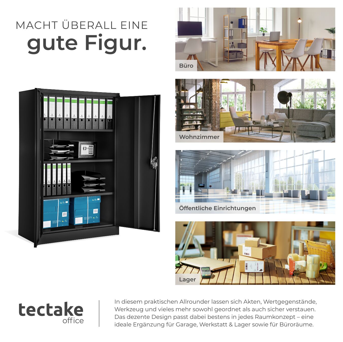 Aktenschrank mit Böden Büroschrank Metallschrank Stahlschrank Materialschrank - Produktbild 6