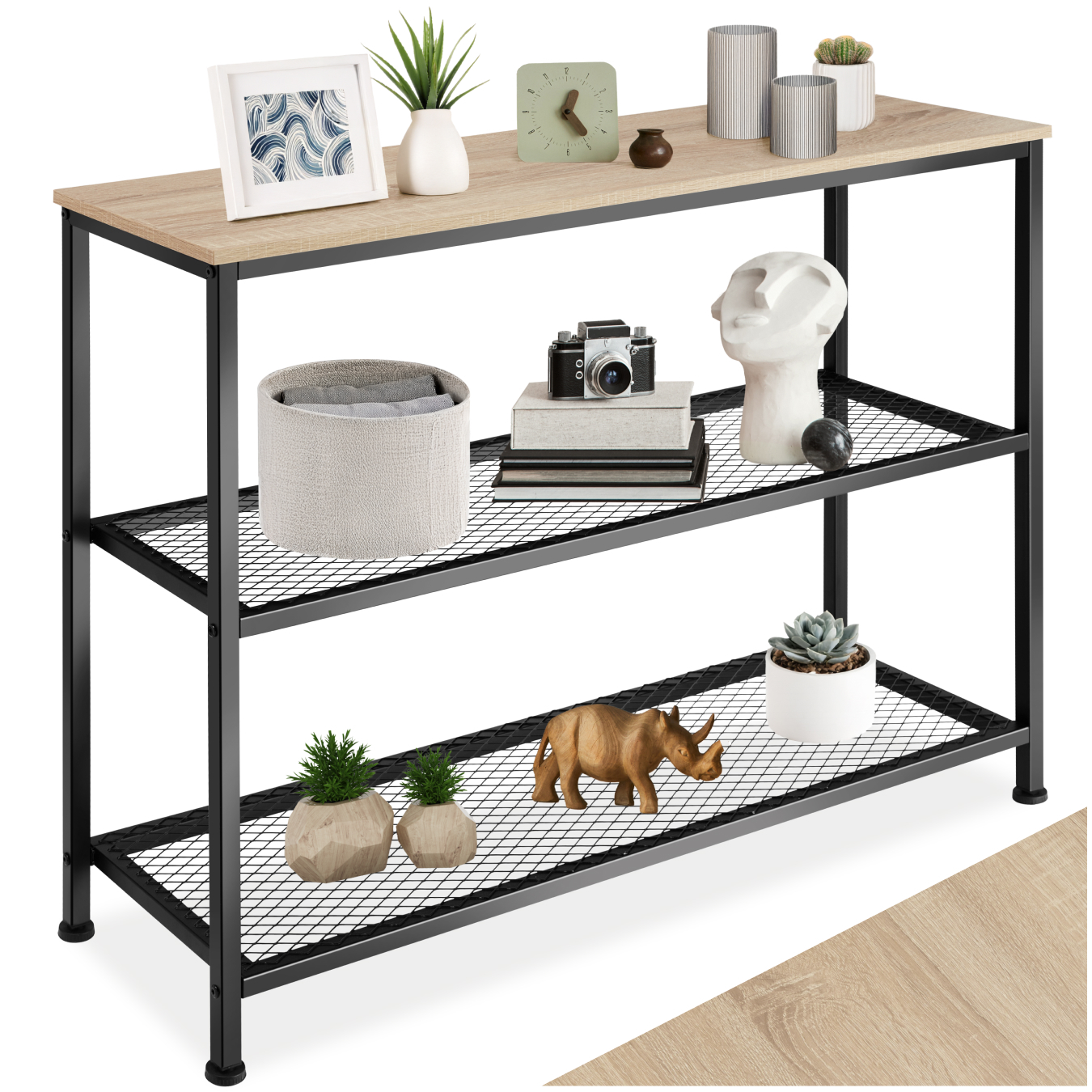 Consoletafel Bristol 100x30x81cm - Industrieel licht hout, eiken Sonoma