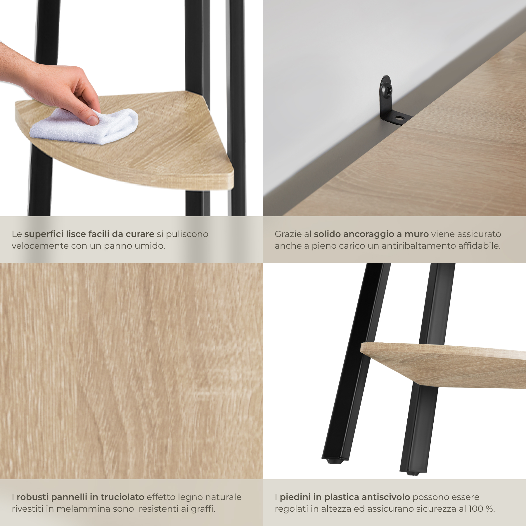 Scaffali angolo Portland stile industriale 5 ripiani libreria alta legno metallo - Foto 18 di 25