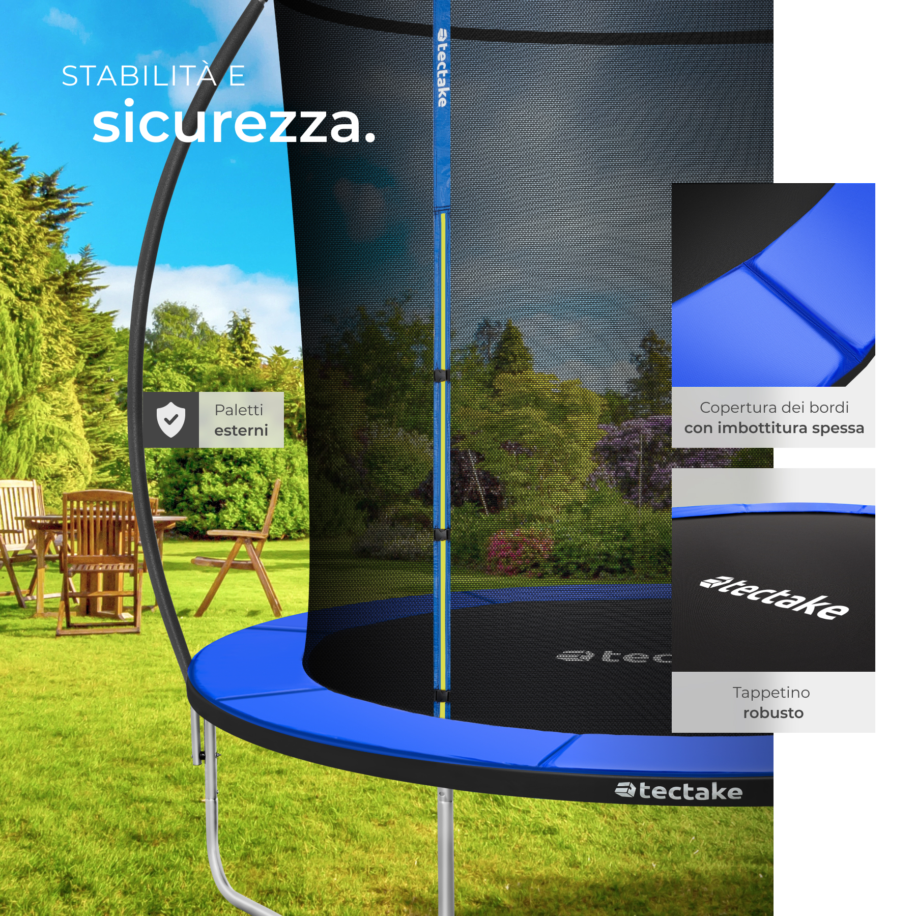 Trampolino elastico con rete di sicurezza per bambini da esterno giardino - Foto 8 di 37