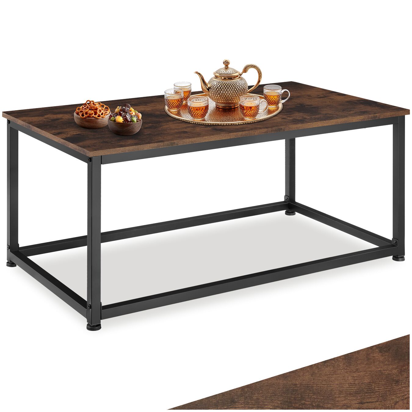Couchtisch Lynch 100x55x45,5cm - Industrial Holz dunkel, rustikal