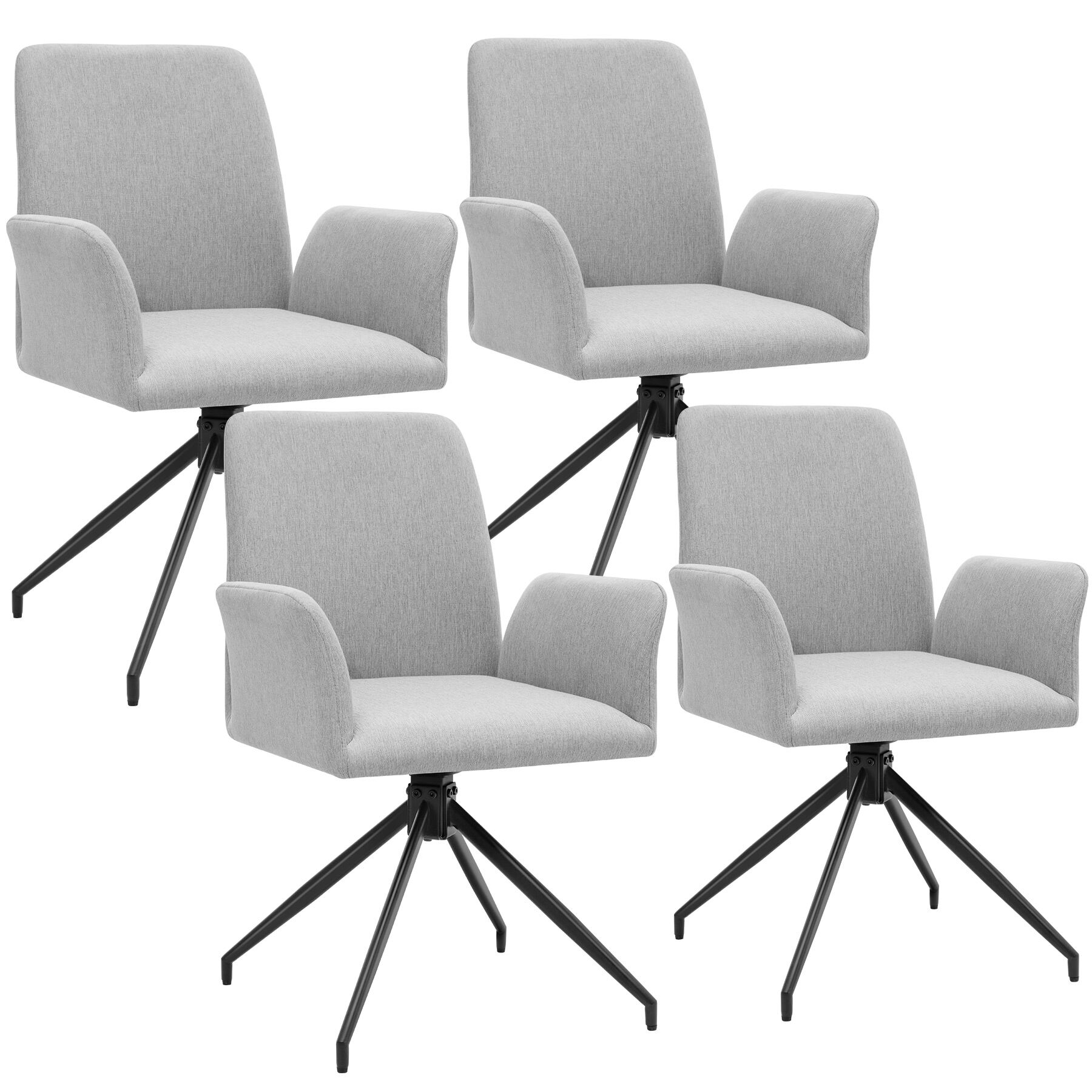 Snurrstol Daya vadderad - ljusgrå, 4-pack | tectake