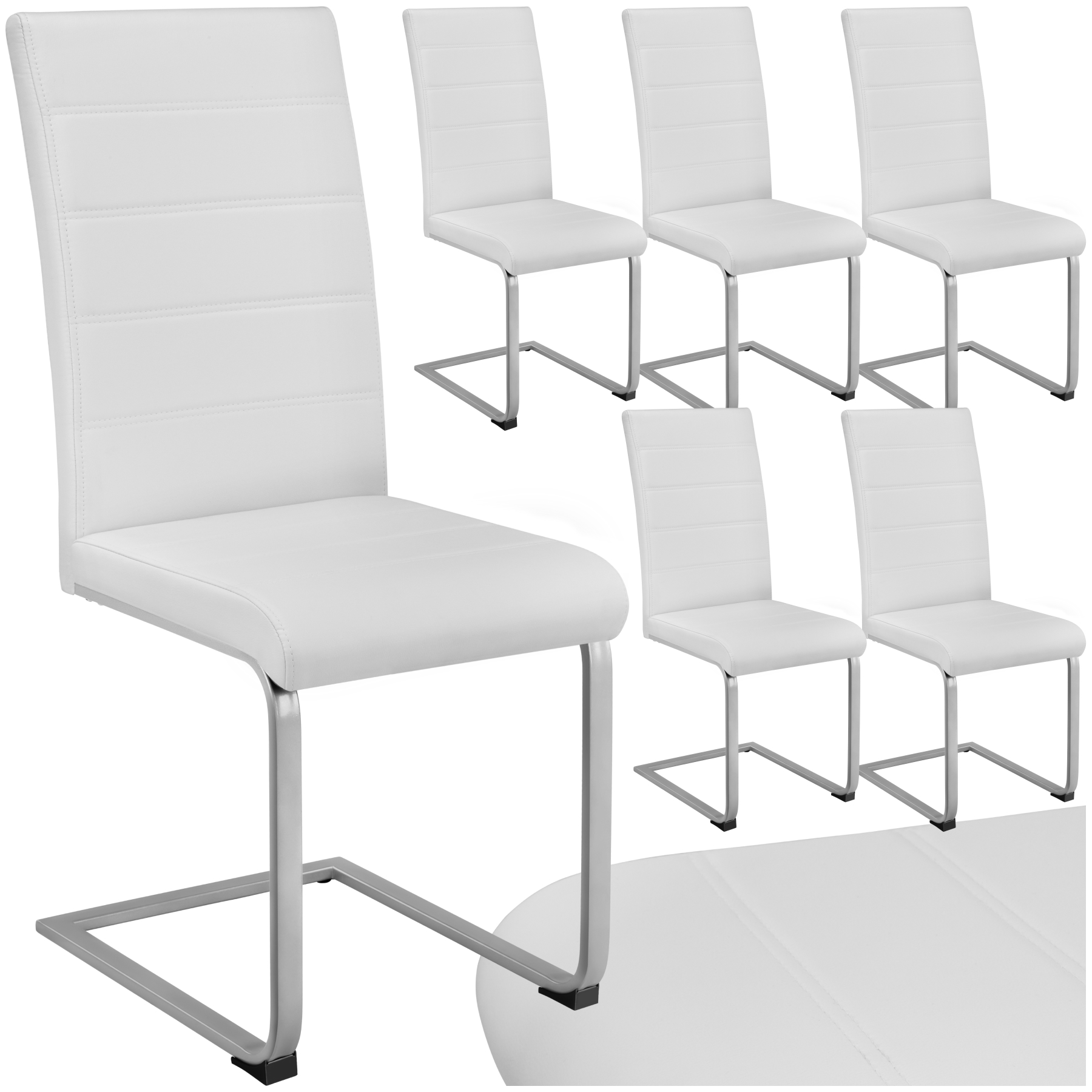 Schwingstühle, Kunstleder - weiß, 6er Set