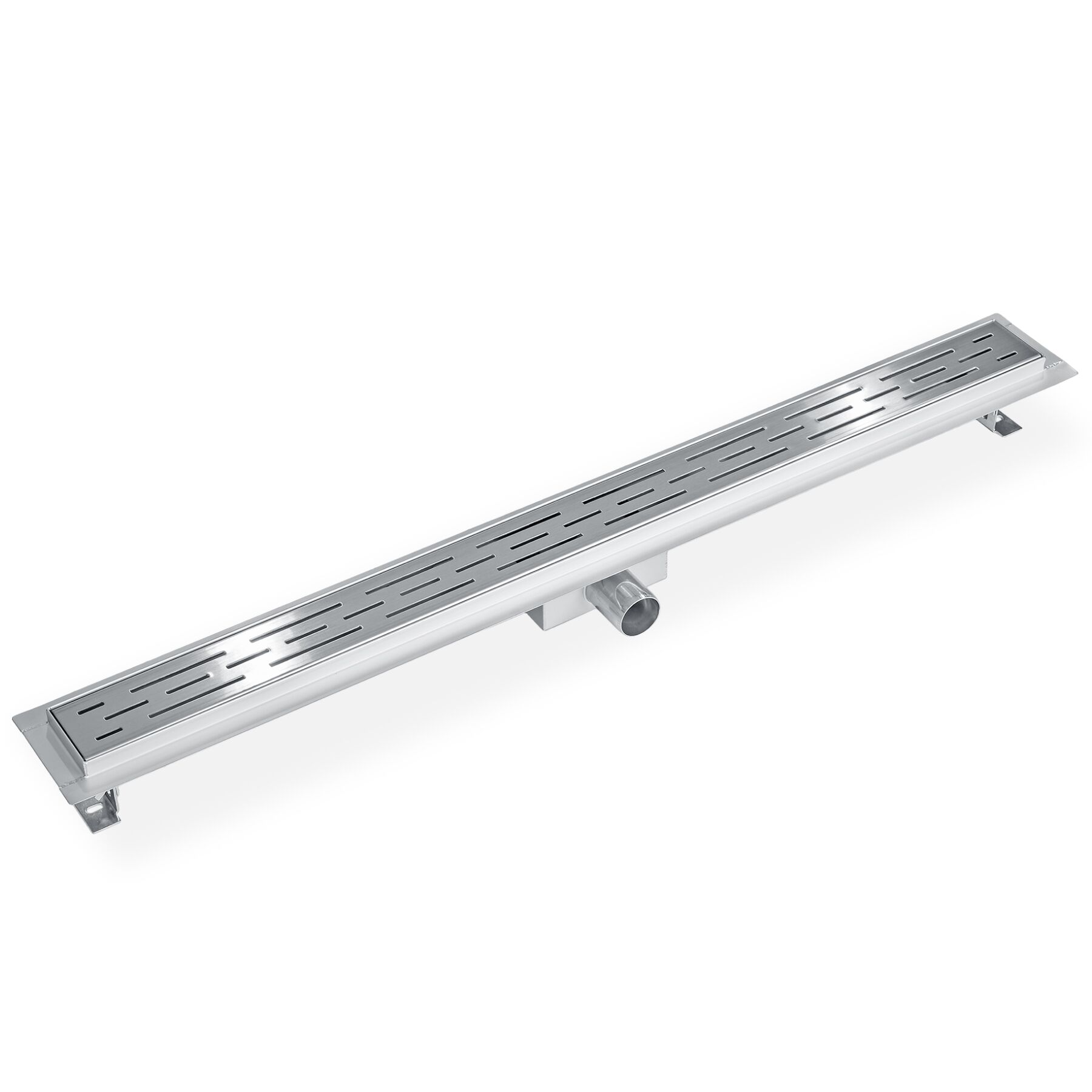 Shower Drain - linear shape, stainless steel, odour stop and hair strainer - 90 cm | tectake