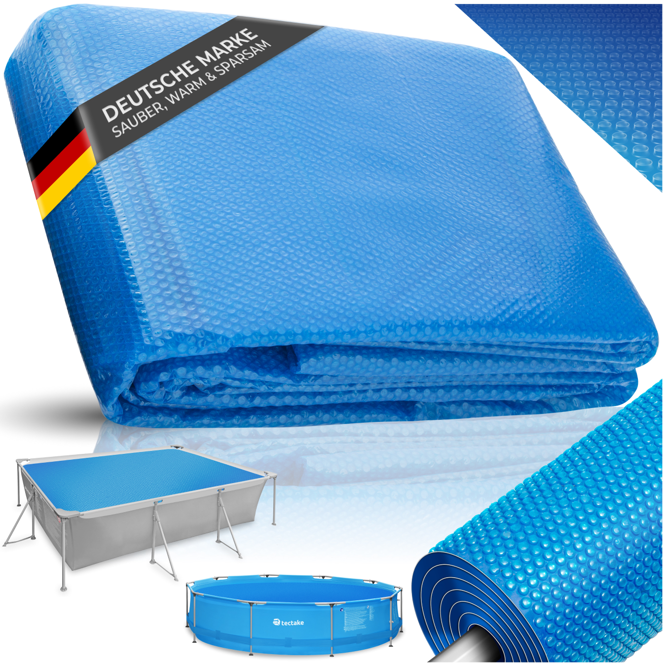 Poolabdeckung Solarfolie rechteckig - 366 x 732 cm