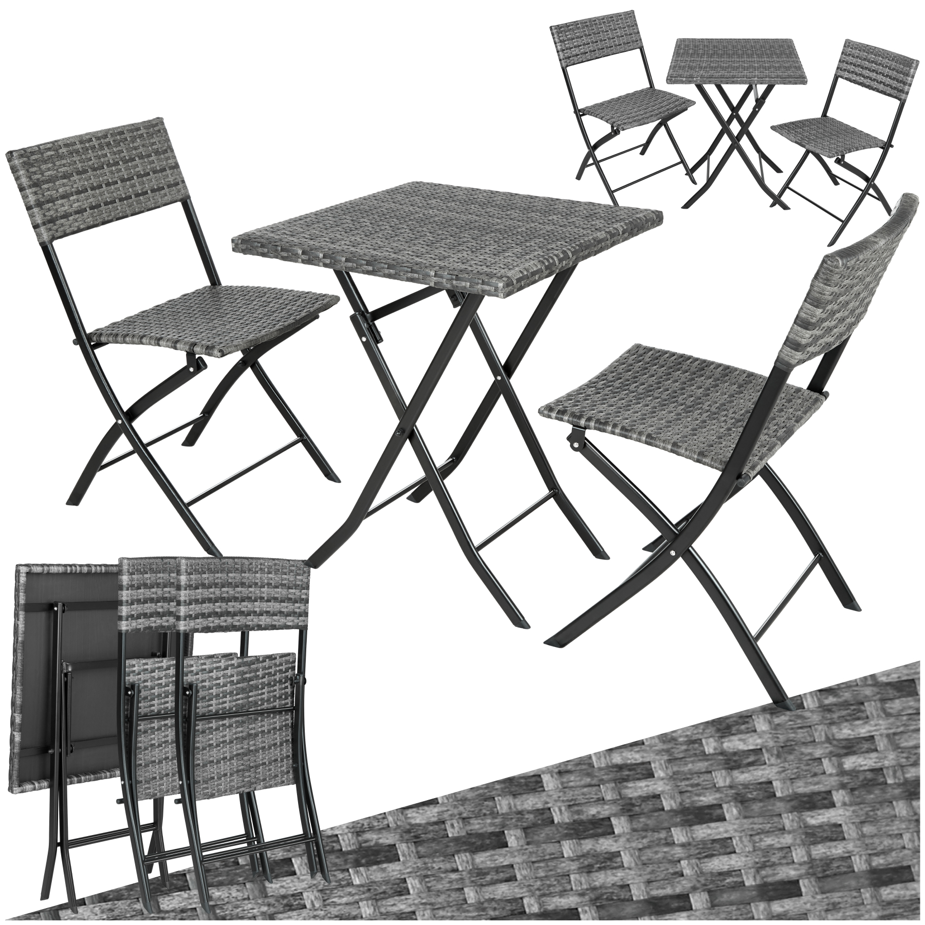 Wicker balkonset Trevi - grijs