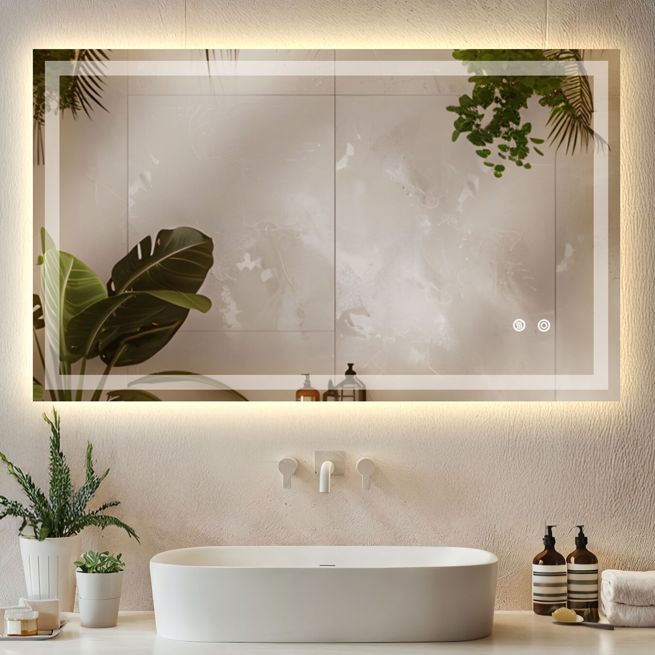 LED Bathroom Mirror Clara with Dimmable Backlight, 3 Colour Temps and Anti-Fog - 60 x 100 cm
