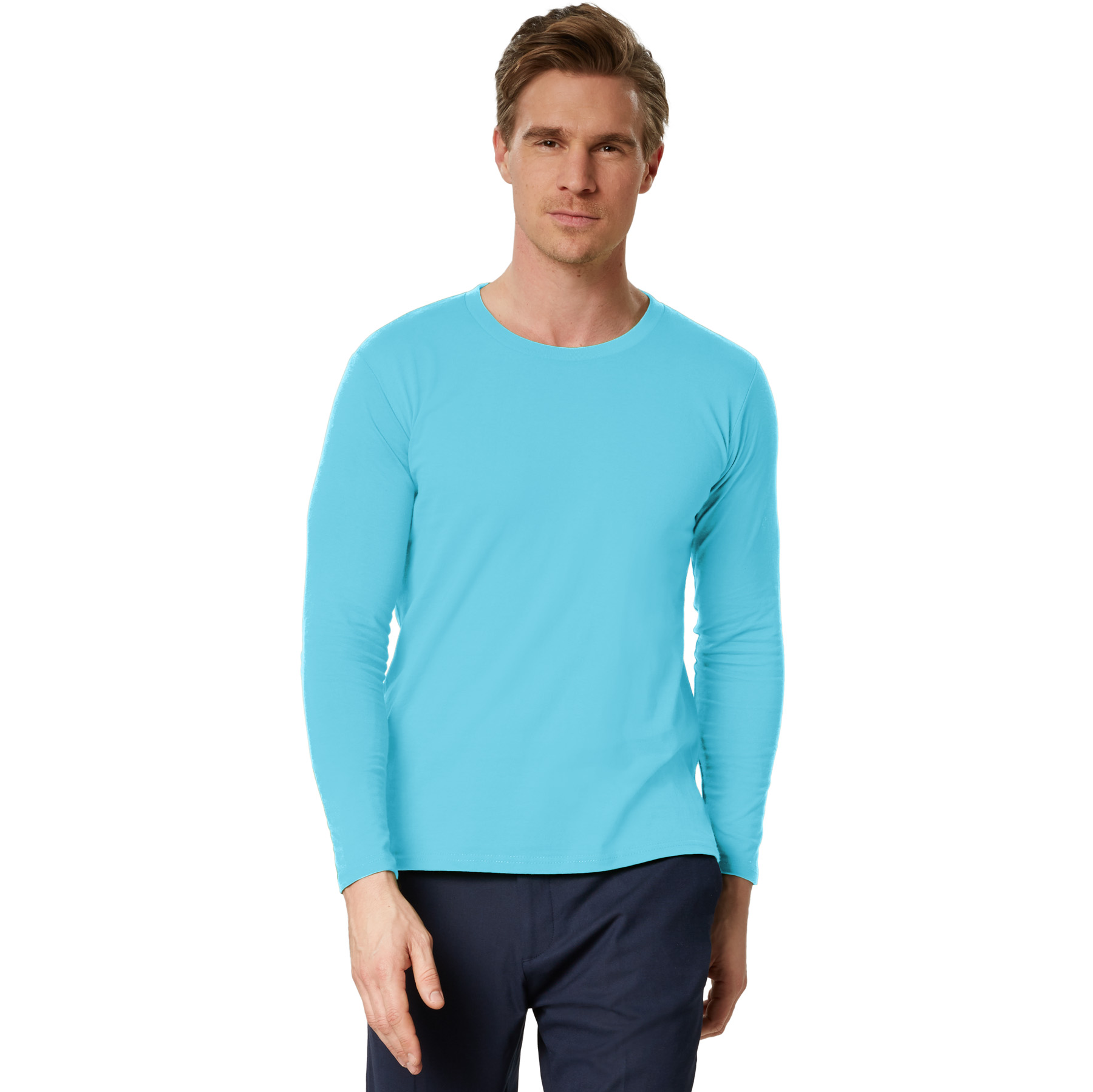 Camiseta de manga larga para hombre camiseta de manga larga lisa sudadera de manga larga suéter nuevo - Imagen 66 de 120