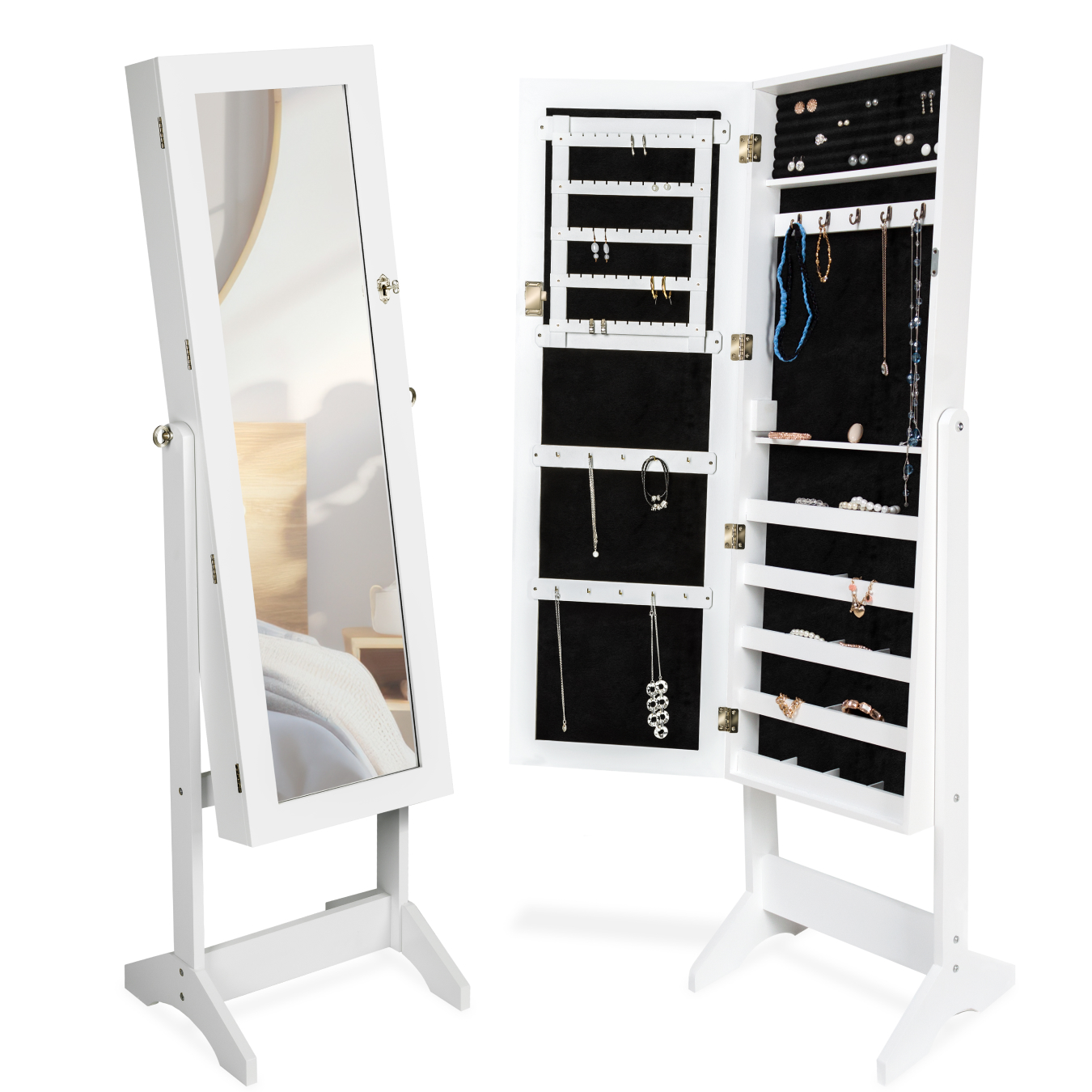 Armoire à bijoux avec miroir - blanc de tectake