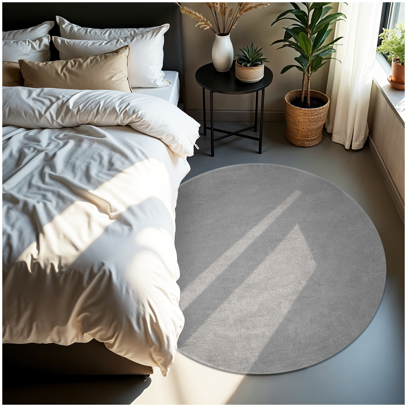 Kurzflorteppich Soft Zone - grau, Ø 120 cm