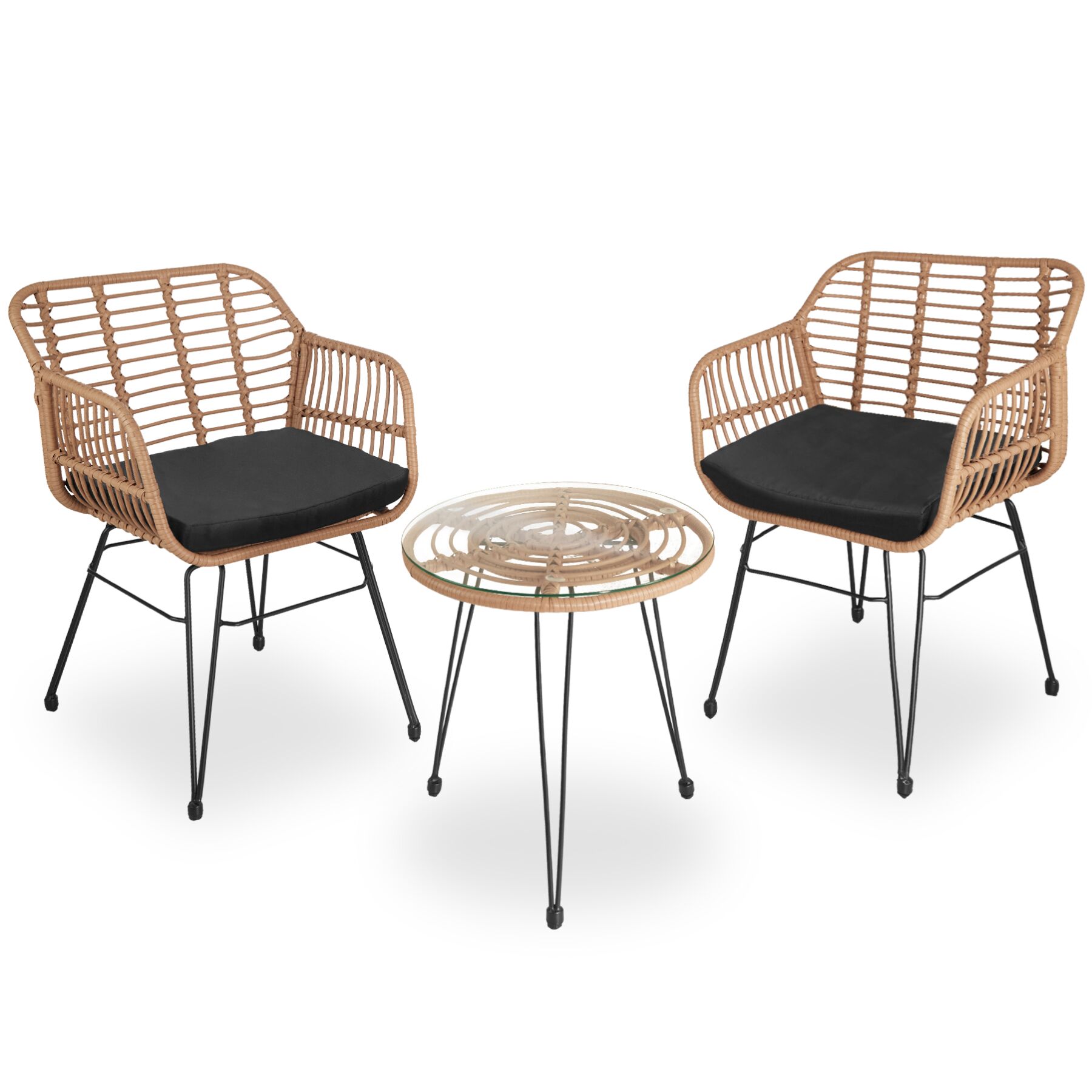 Wicker zitgroep Molfetta 2+1 - natuur | tectake