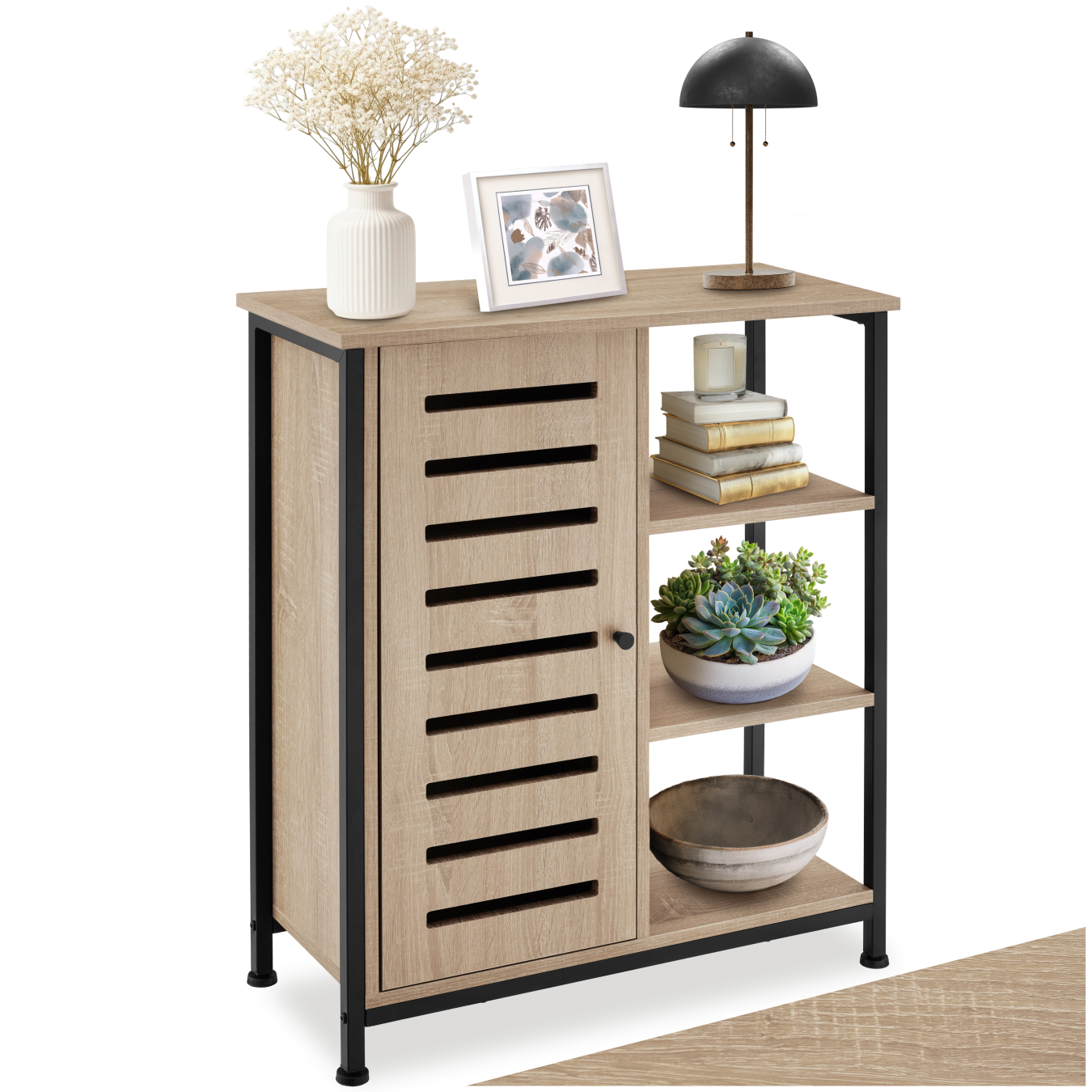 Wandkast 71x32x82cm - Industrieel licht hout, eiken Sonoma, Deurscharnier links | tectake
