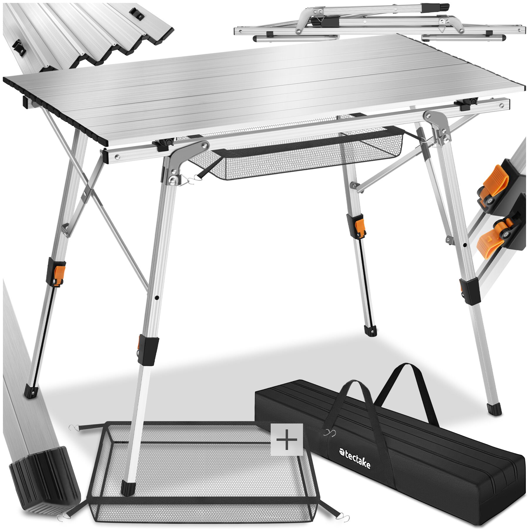 Aluminium campingtafel Tina, opvouwbaar en in hoogte verstelbaar - zilver | tectake