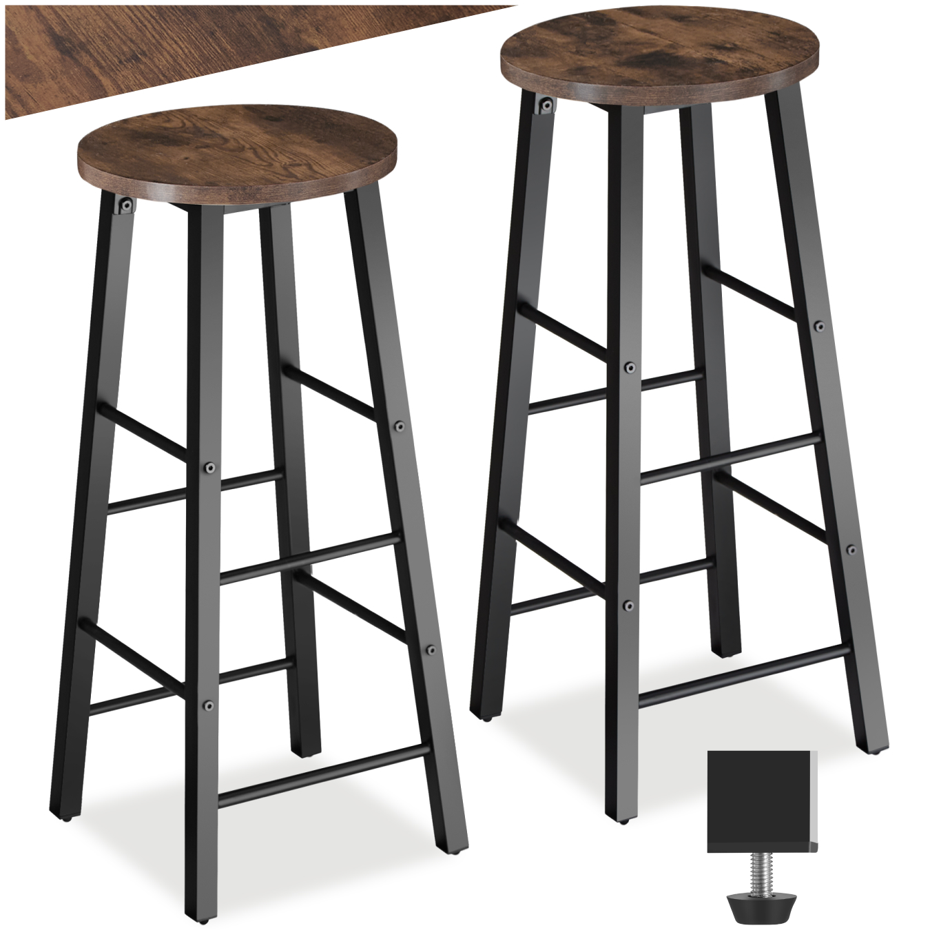 2 barkrukken Keynes - Industrieel hout donker, rustiek