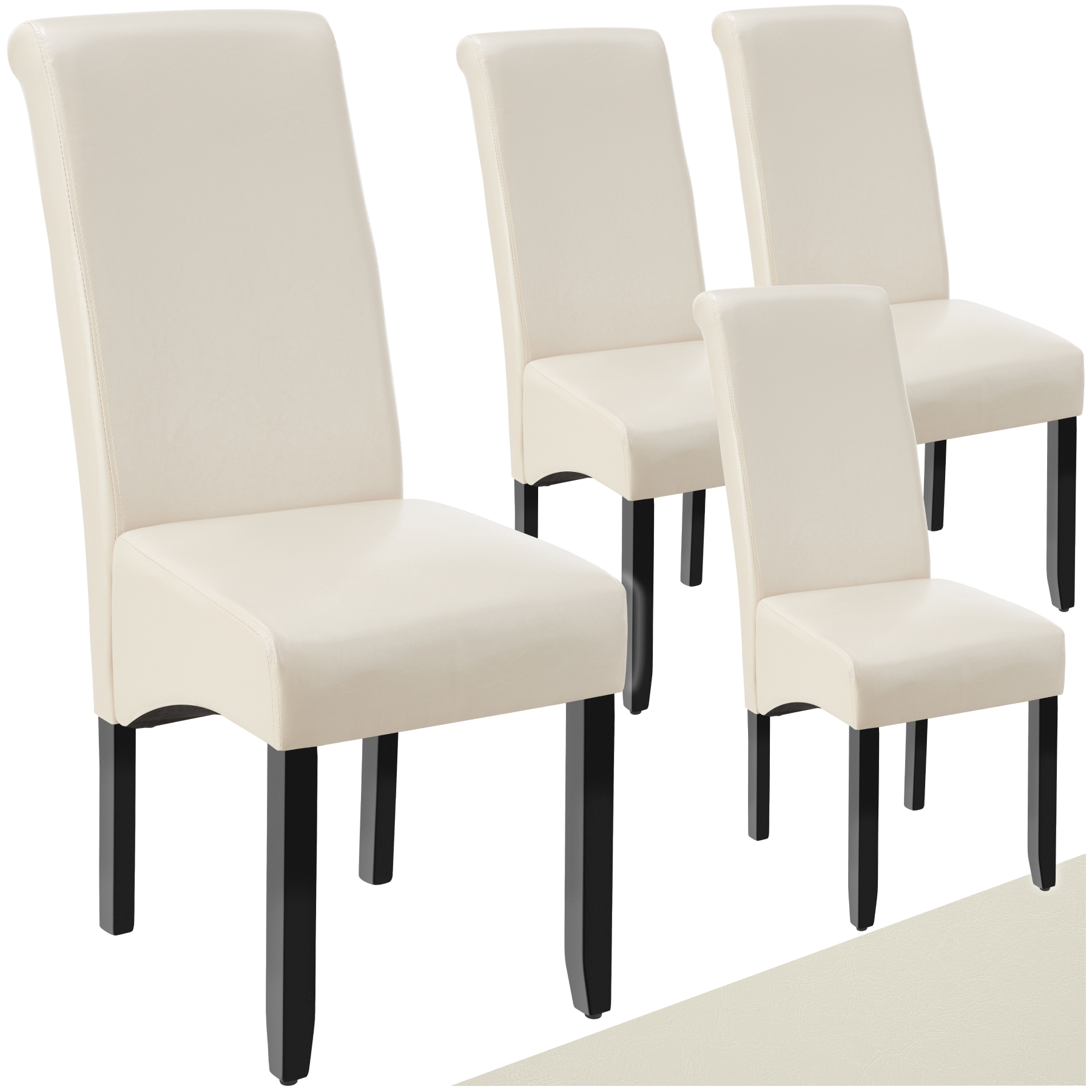 Chaise aspect cuir - crème, Lot de 4 | tectake